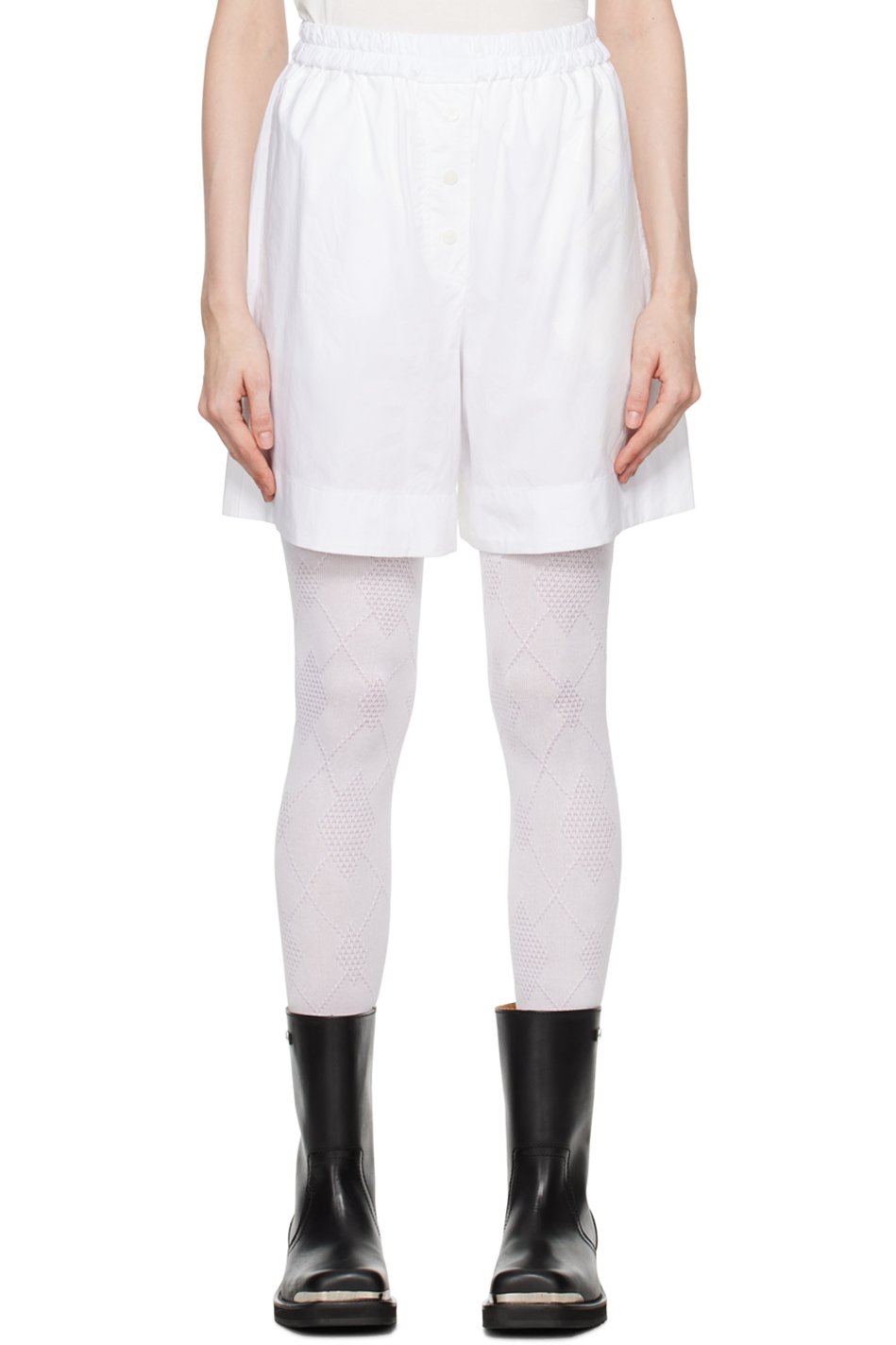 OPEN YY - Short de pyjama blanc à motif argyle