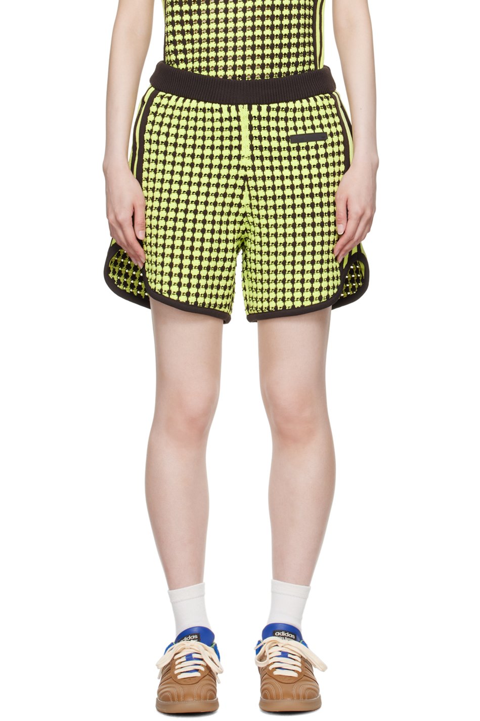 Wales Bonner - Short vert et brun à écusson à logo édition adidas Originals