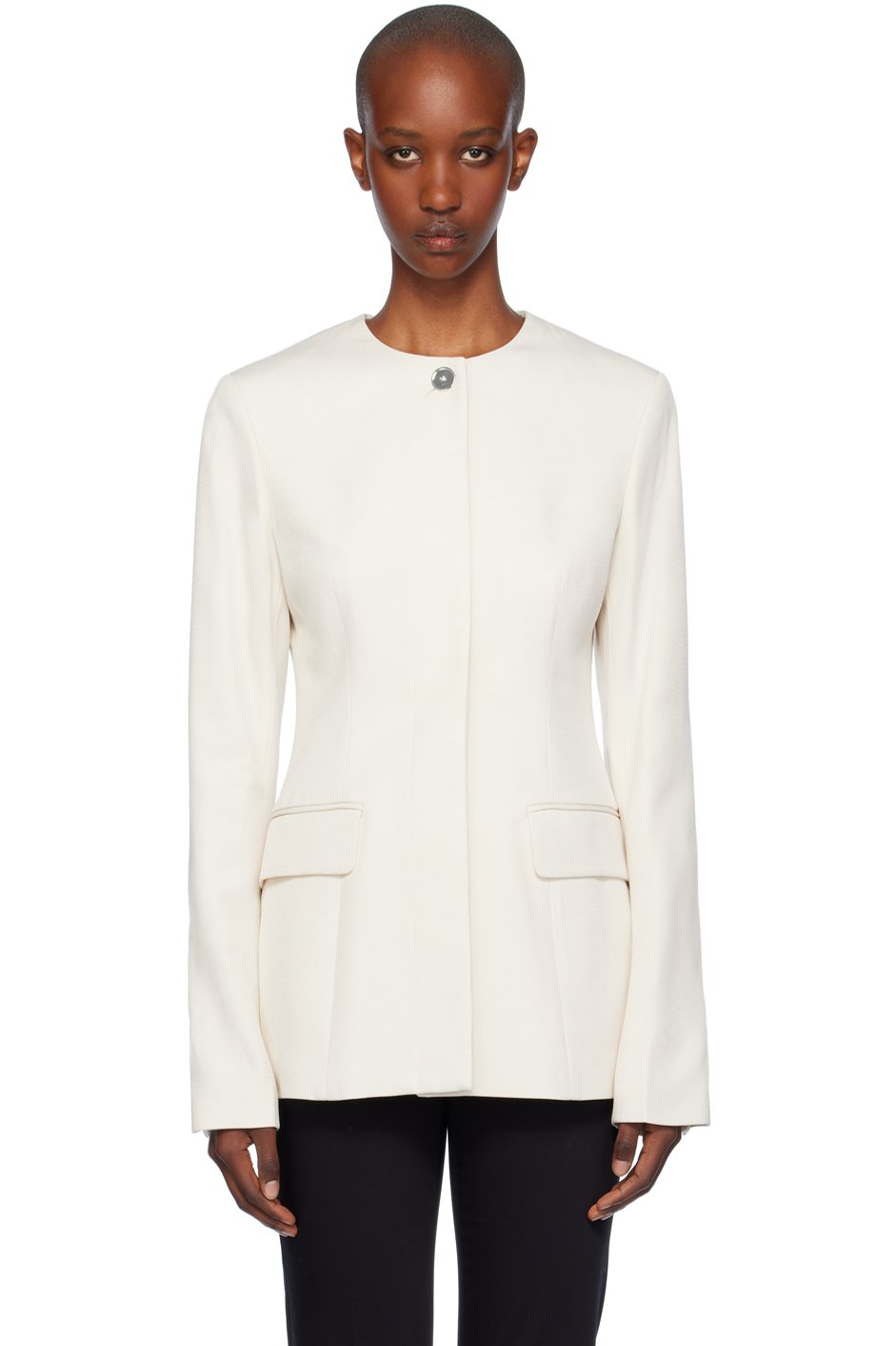 TOTEME - Blouson cintré blanc cassé sans col