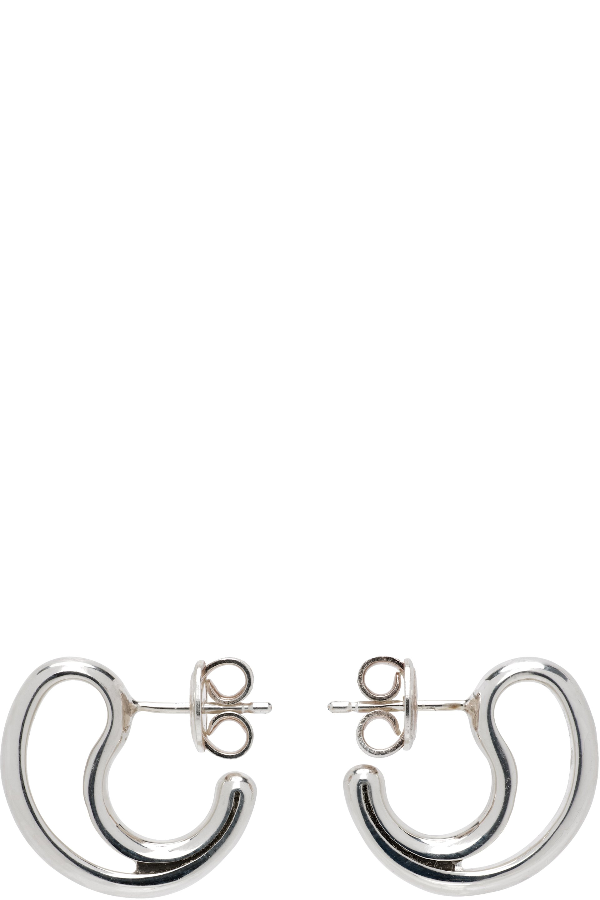 Bottega Veneta - Petites boucles d'oreilles en forme de volant argentées