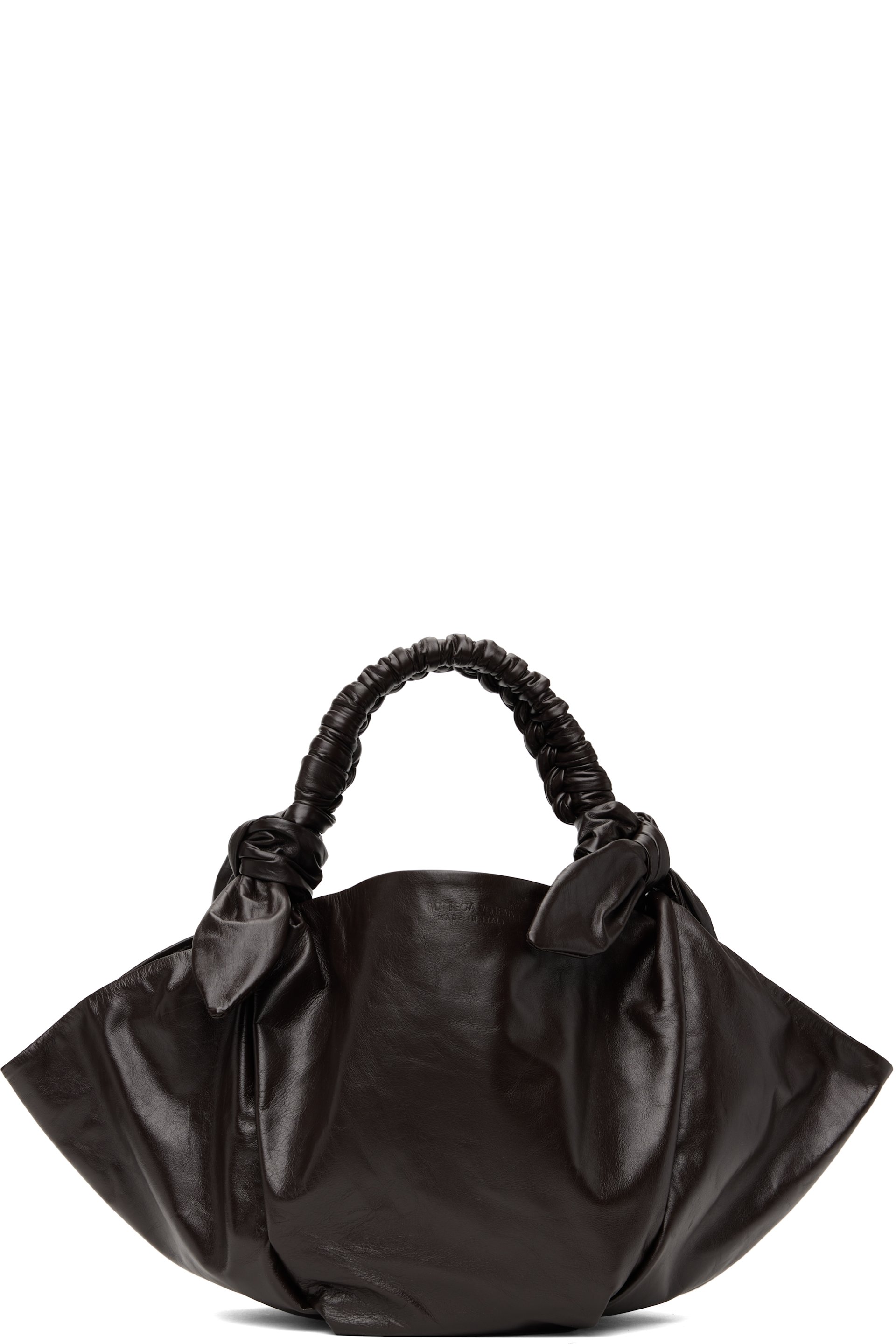 Bottega Veneta - Sac brun à anse à effet foulard