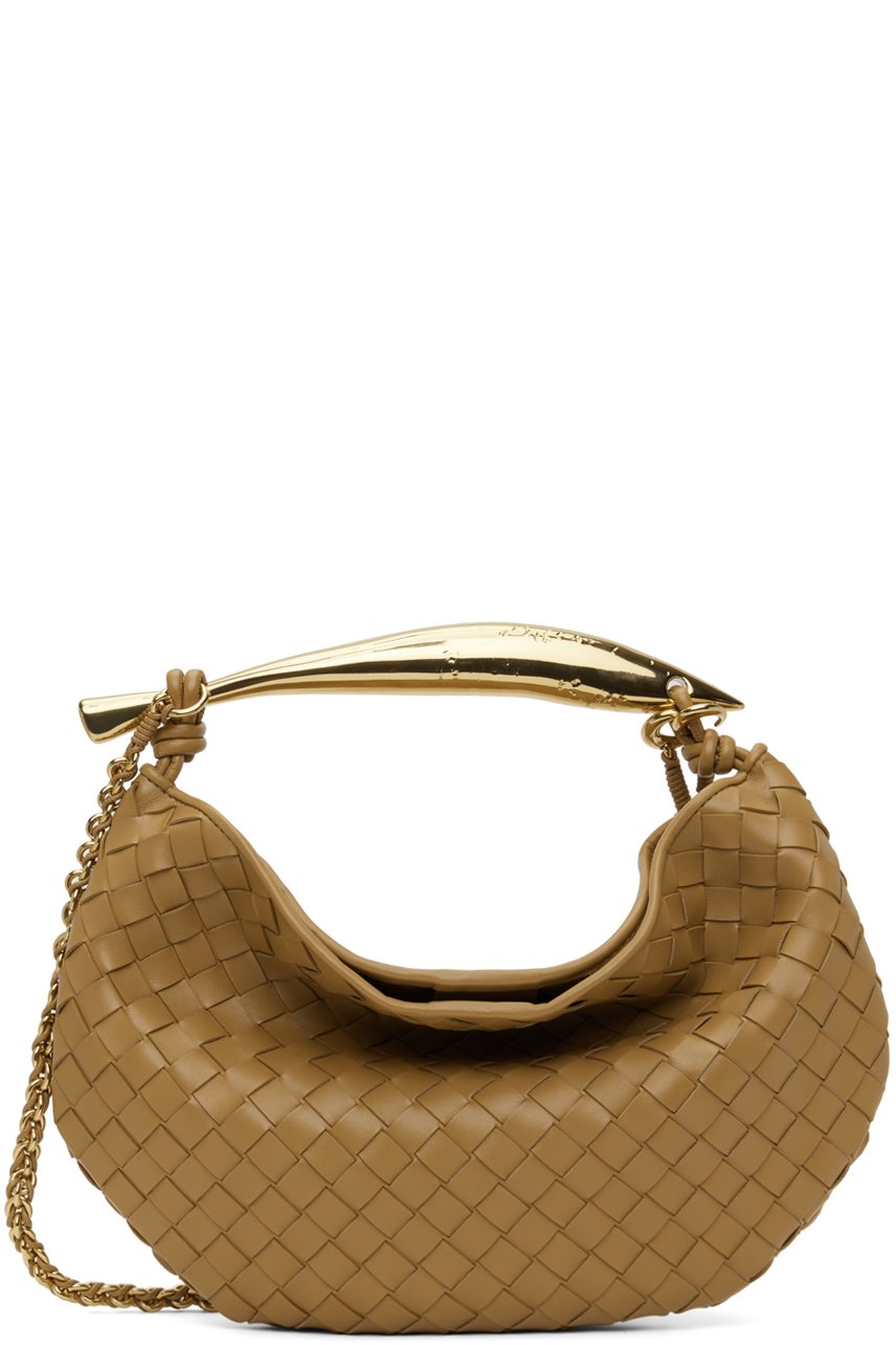 Bottega Veneta - Sac brun clair à poignée Sardine et à bandoulière en chaine