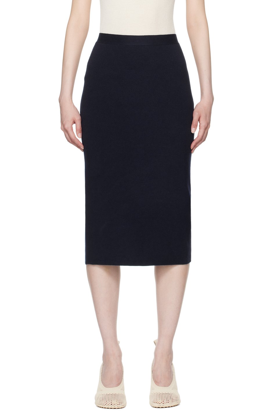 Bottega Veneta - Jupe midi légère bleu marine