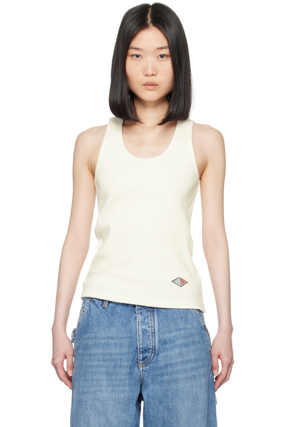 Bottega Veneta - Débardeur blanc cassé en jersey côtelé