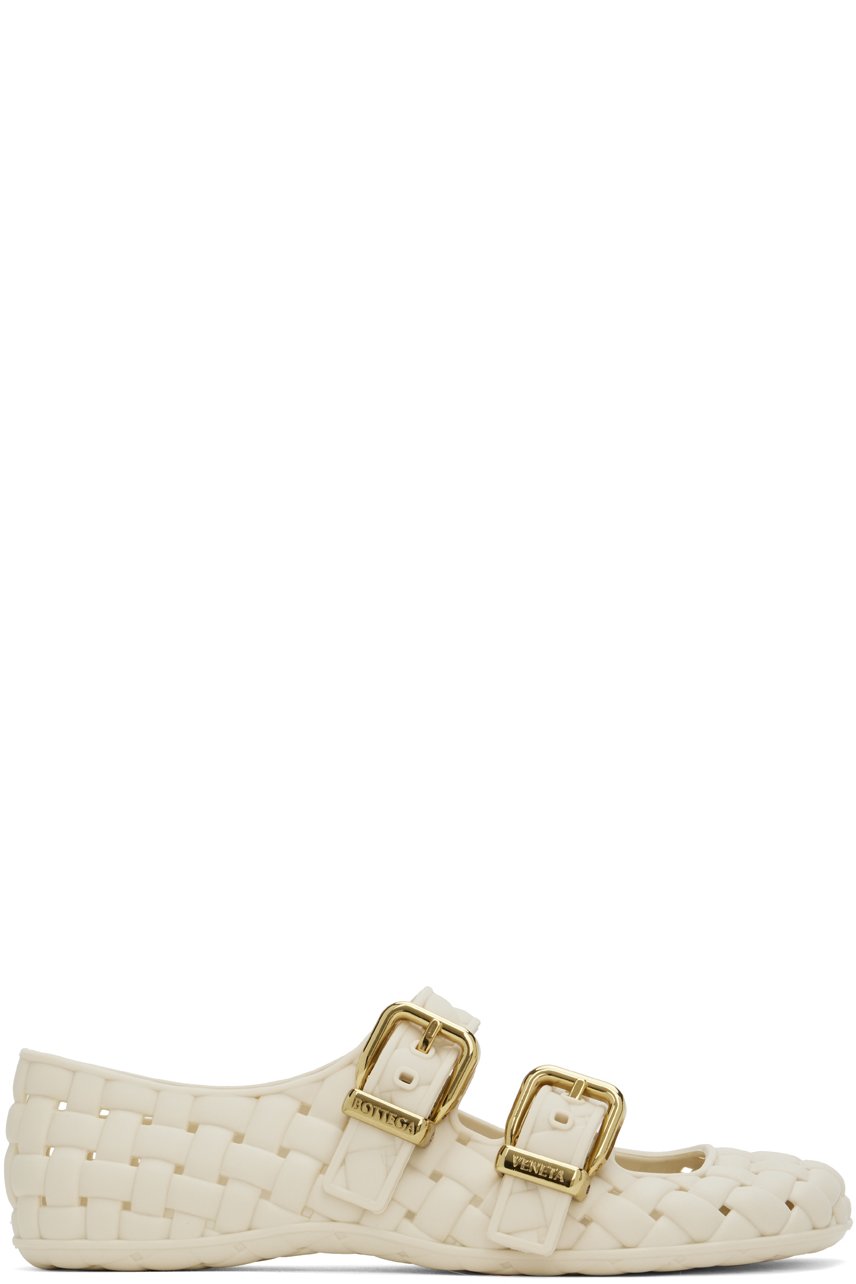 Bottega Veneta - Ballerines de style Charles IX Amy blanc cassé