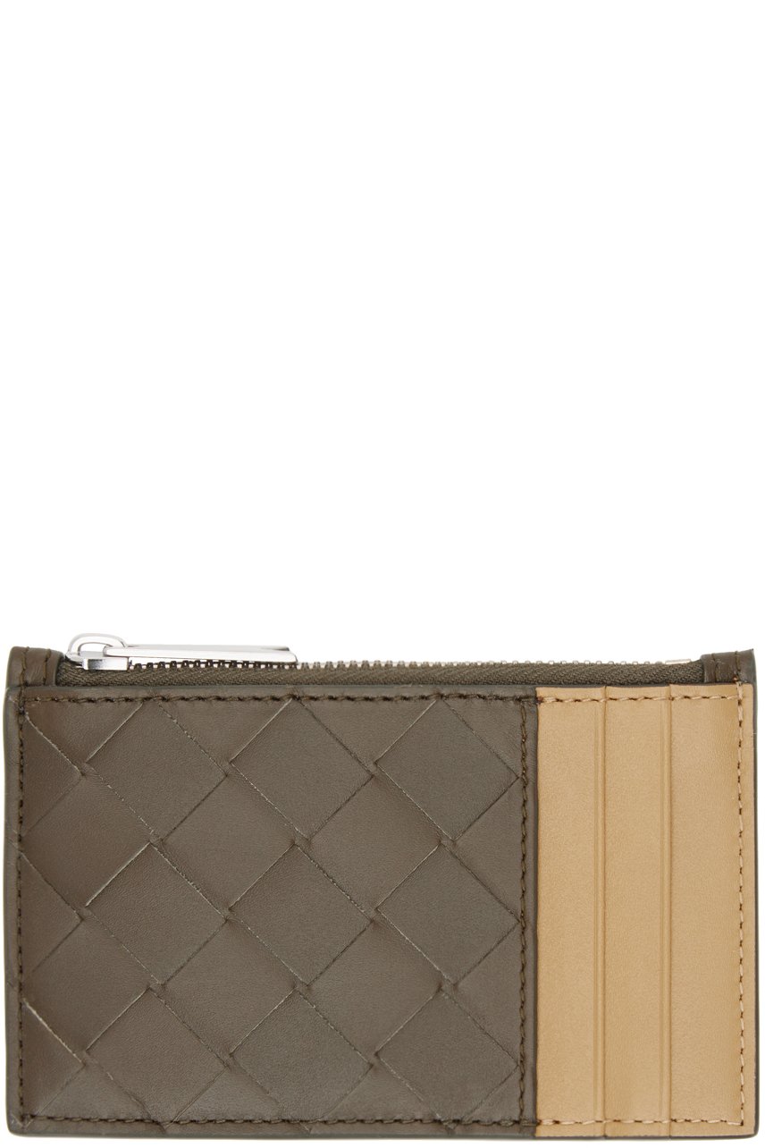Bottega Veneta - ブラウン＆タン Intrecciato ジップカードケース