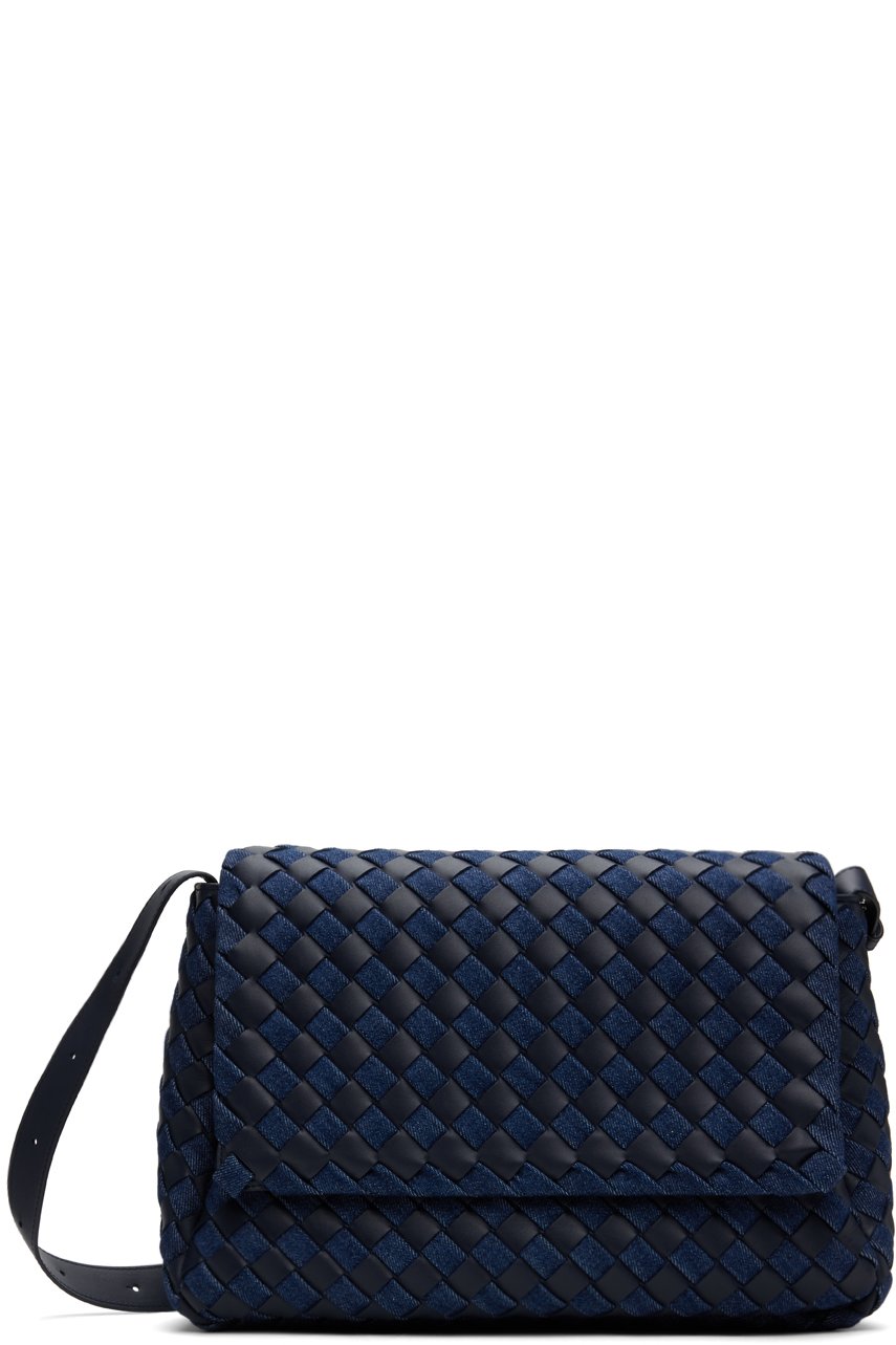 Bottega Veneta - 네이비 & 인디고 블루 라지 코블 메신저백