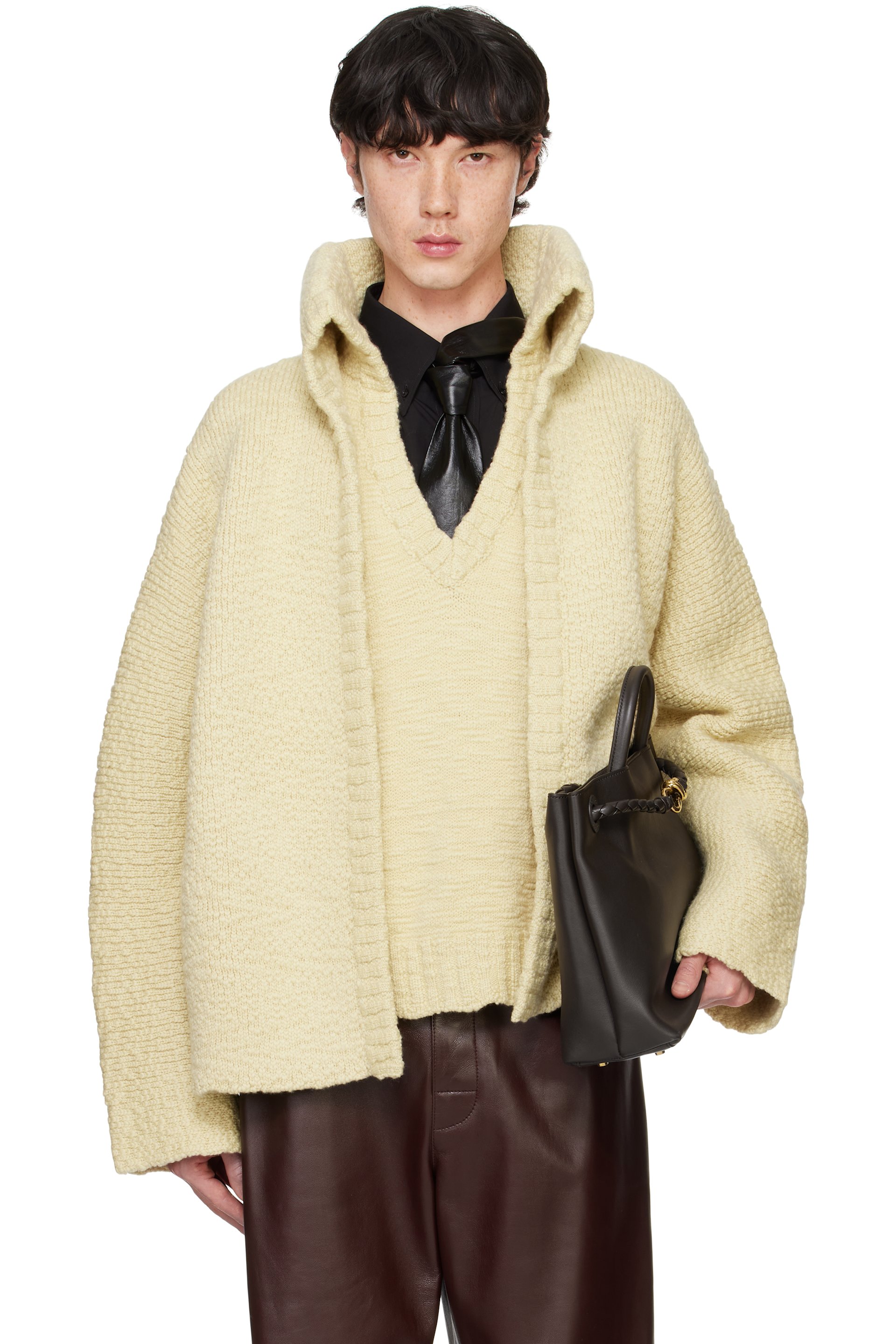 Bottega Veneta - Yellow Textured Wool Double Layer Cardigan