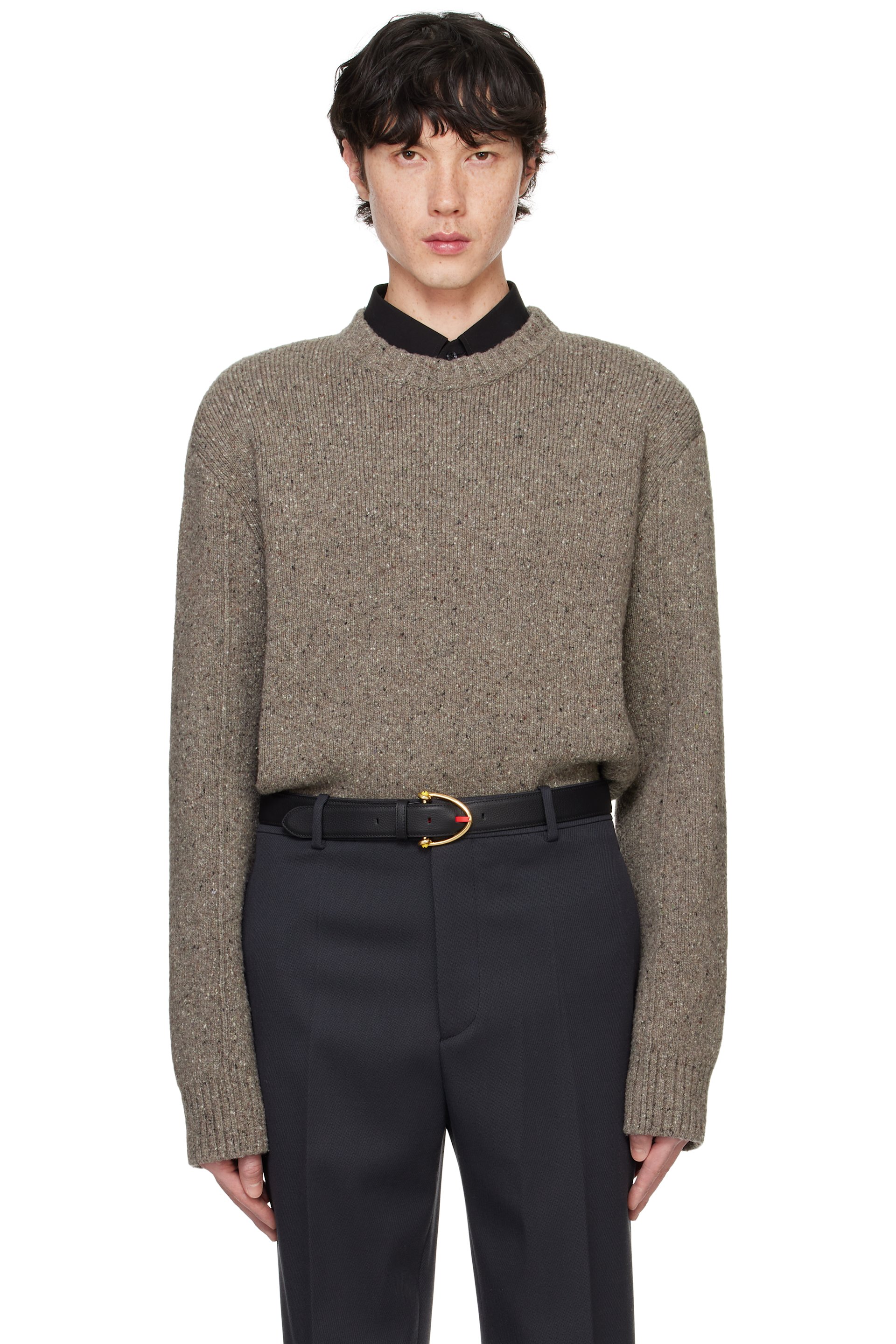 Bottega Veneta - Pull ajusté taupe en laine