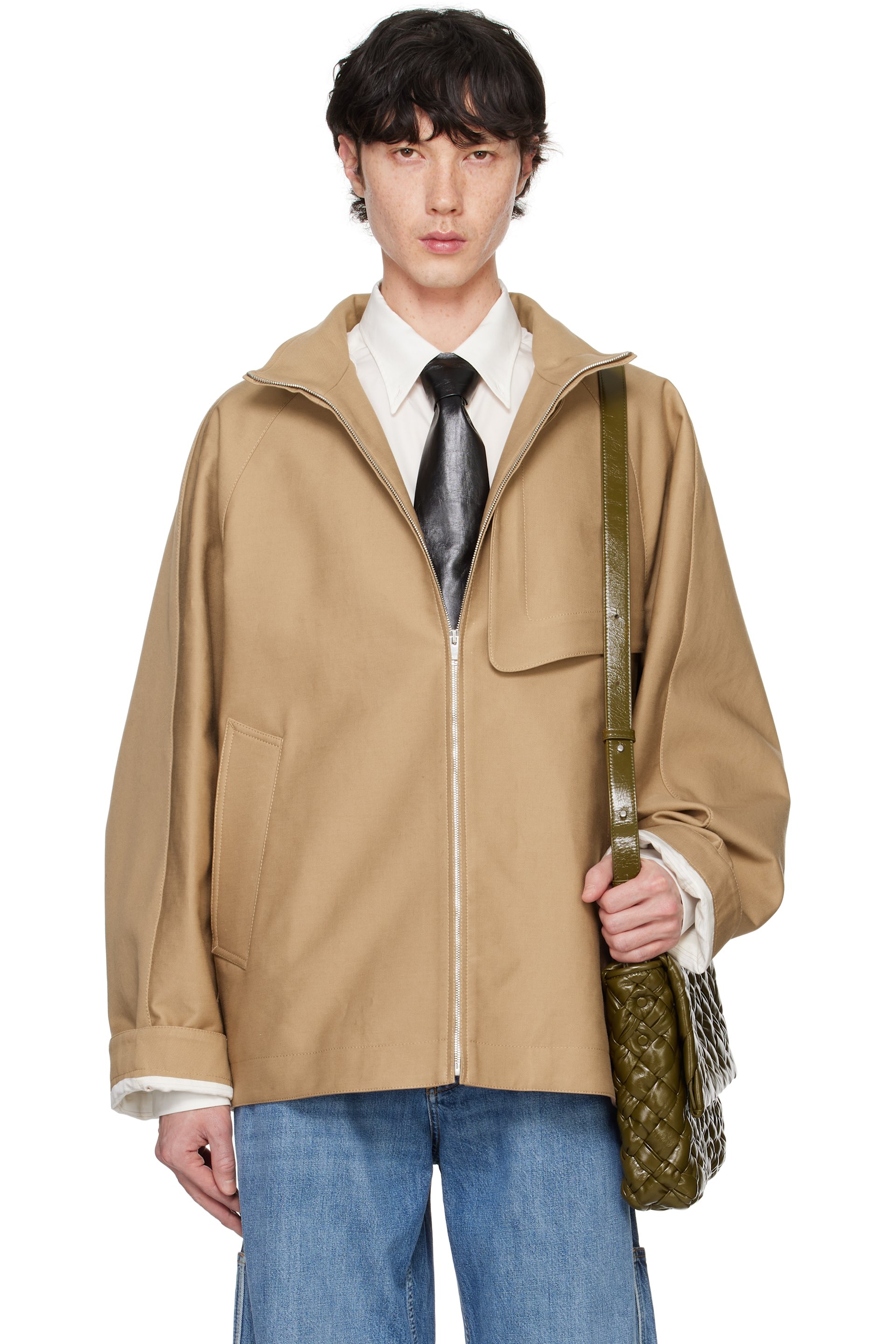 J982 XL ボッテガヴェネタ 大きいサイズ ジャケット ベージュ メンズ メンズ用 Bottega Veneta ジャケット & コート | SSENSE 日本