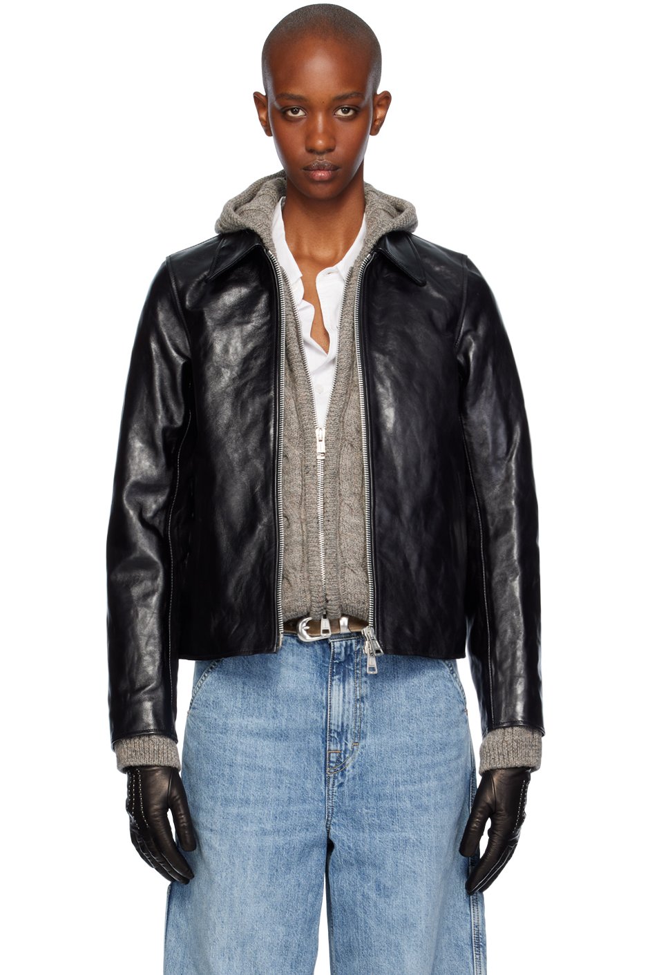 OUR LEGACY - Blouson noir en cuir