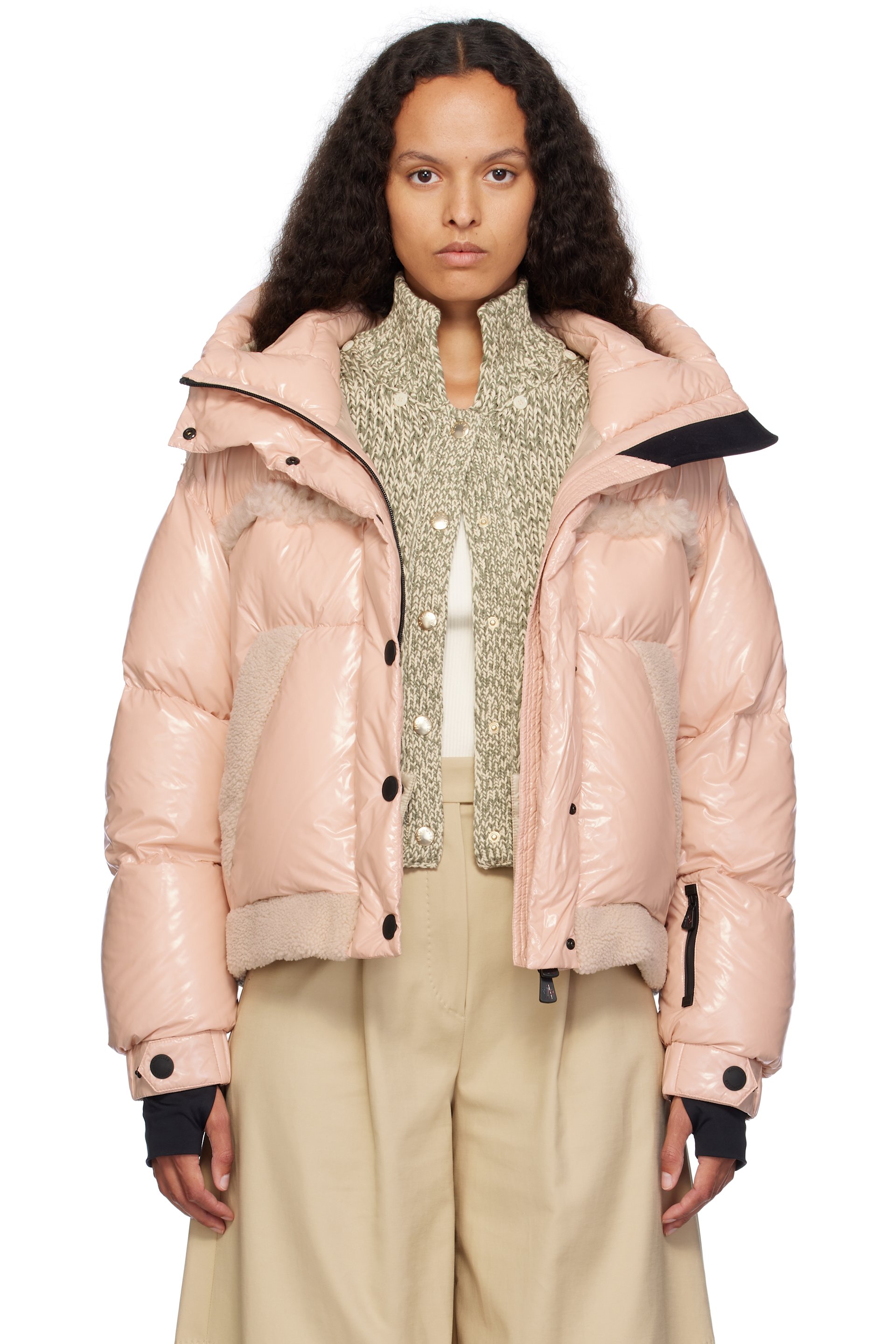 Moncler Grenoble - Blouson CP Eibsee rose rembourré en duvet