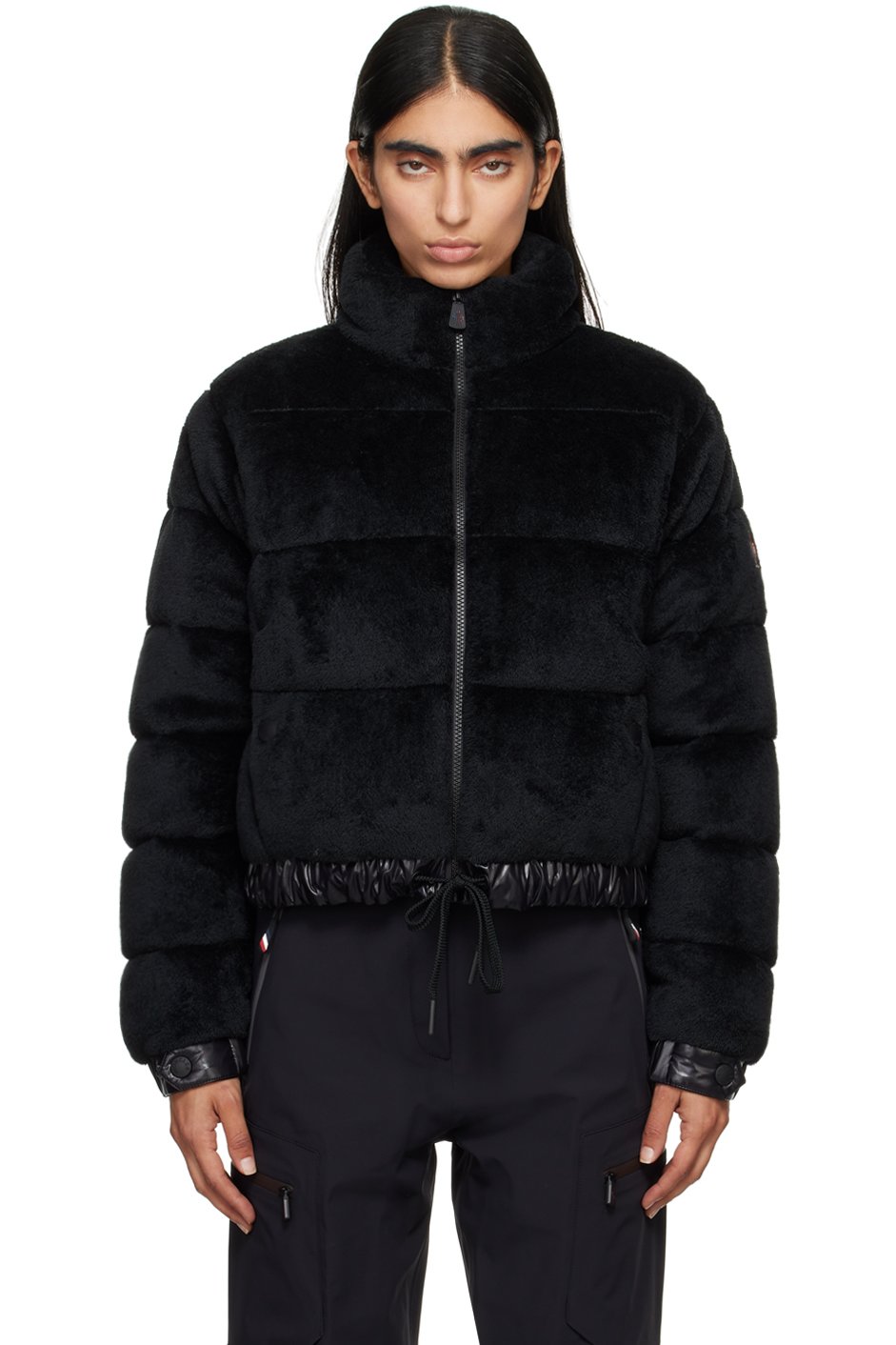 Moncler Grenoble - Blouson Ayse noir en fourrure synthétique rembourré en duvet