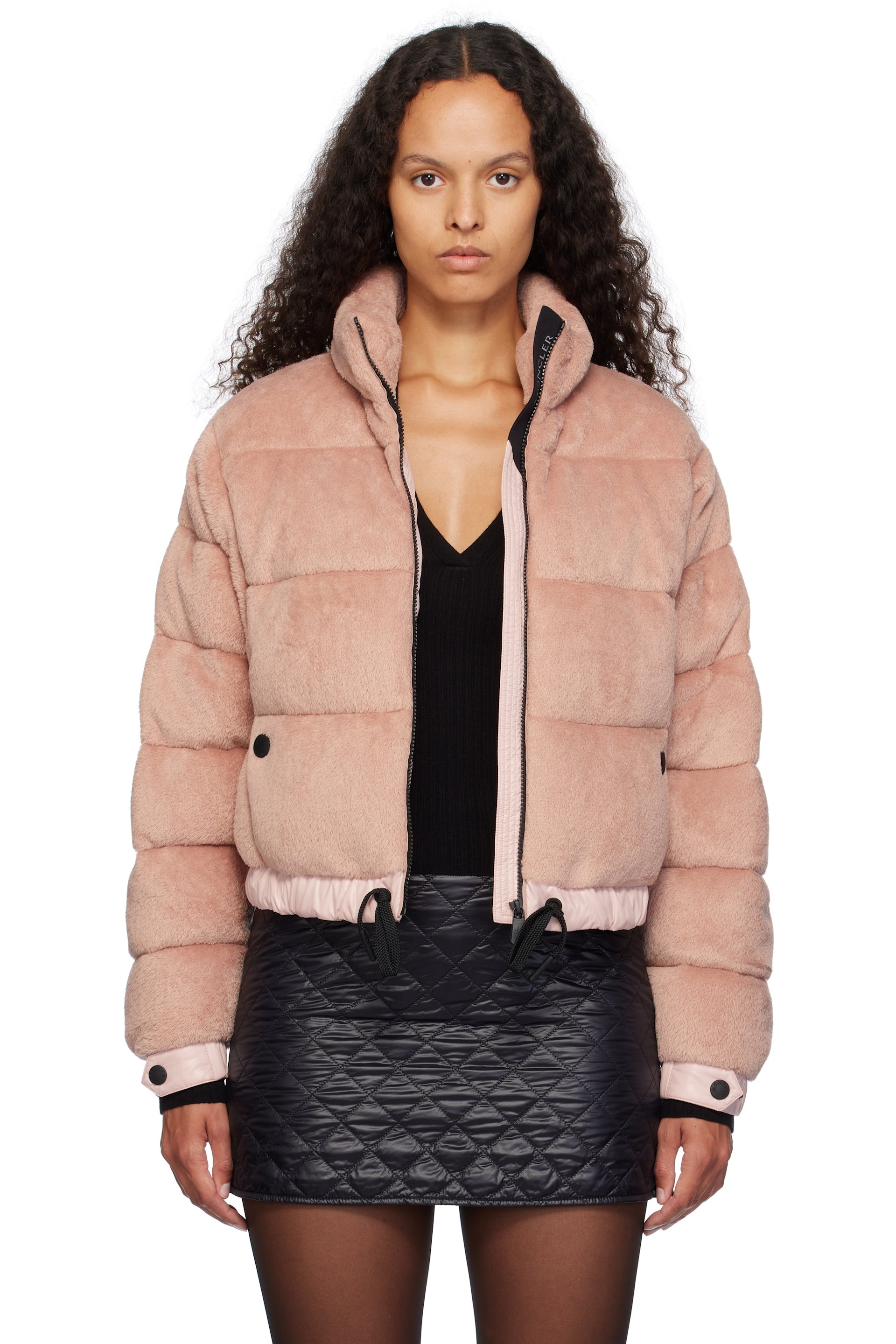 Moncler Grenoble - Blouson court Ayse rose rembourré en duvet
