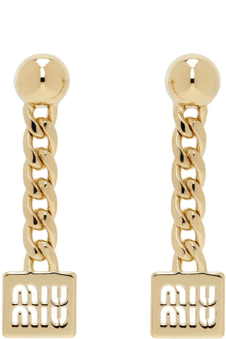 Miu Miu - Boucles d'oreilles dorées en métal