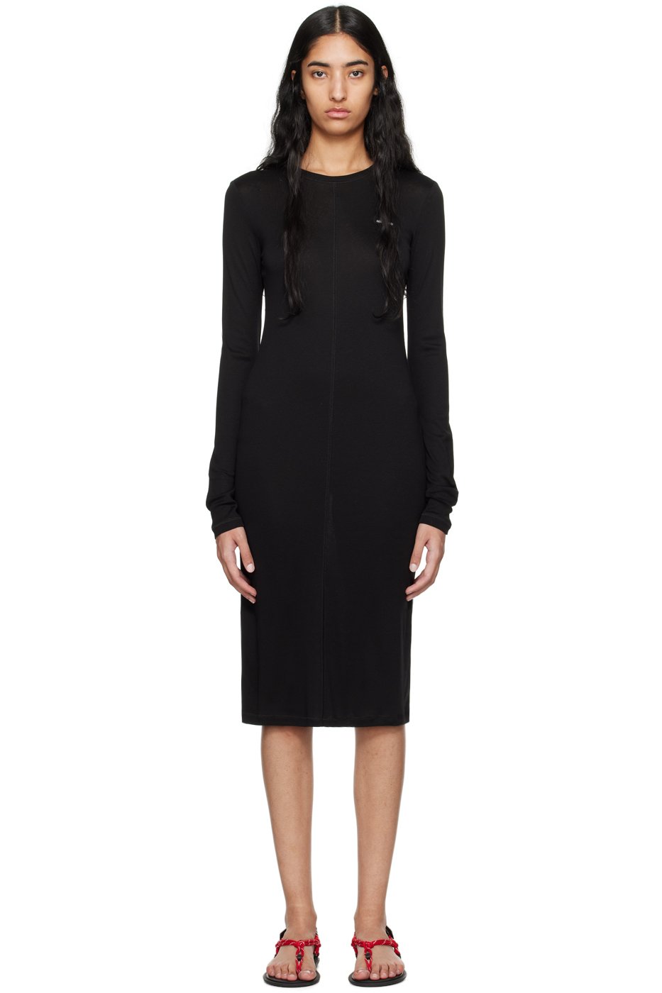 Miu Miu - Robe midi noire en jersey de soie