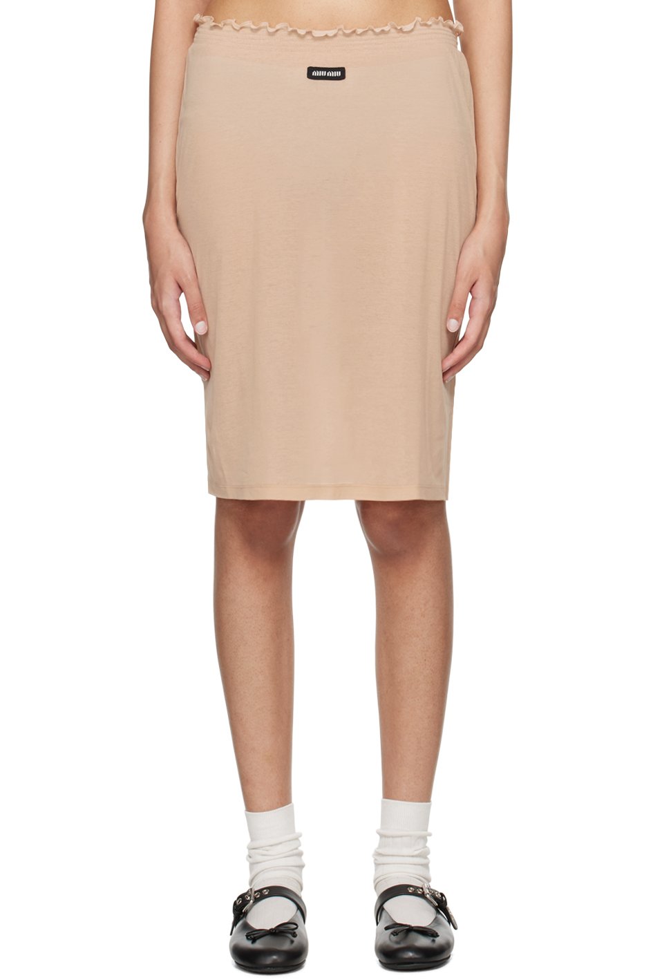 Miu Miu - Jupe midi rose en jersey de coton