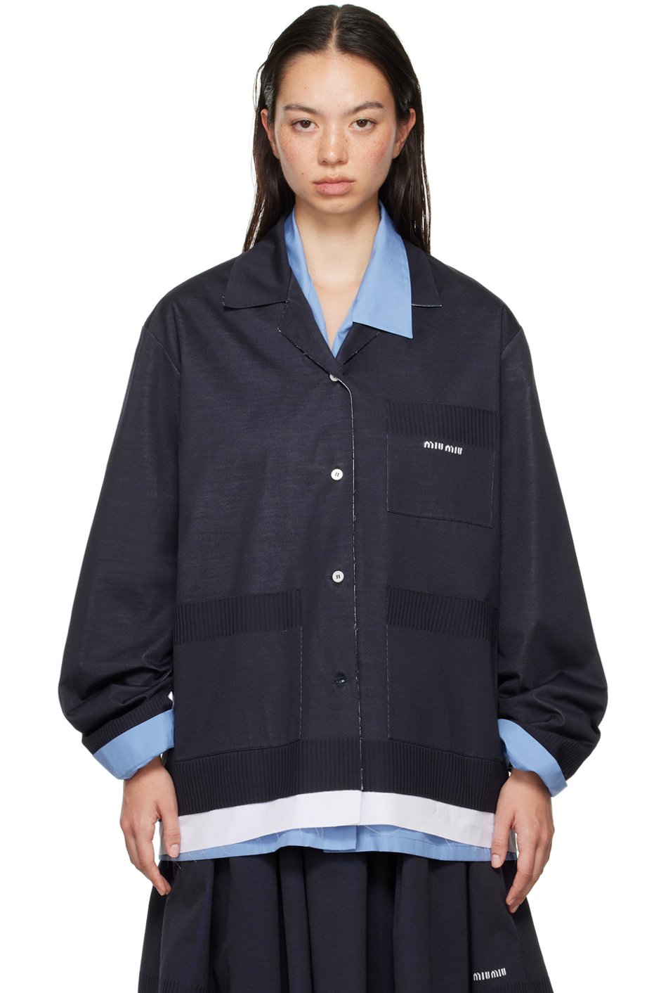 Miu Miu - Chemise Maglia bleu marine