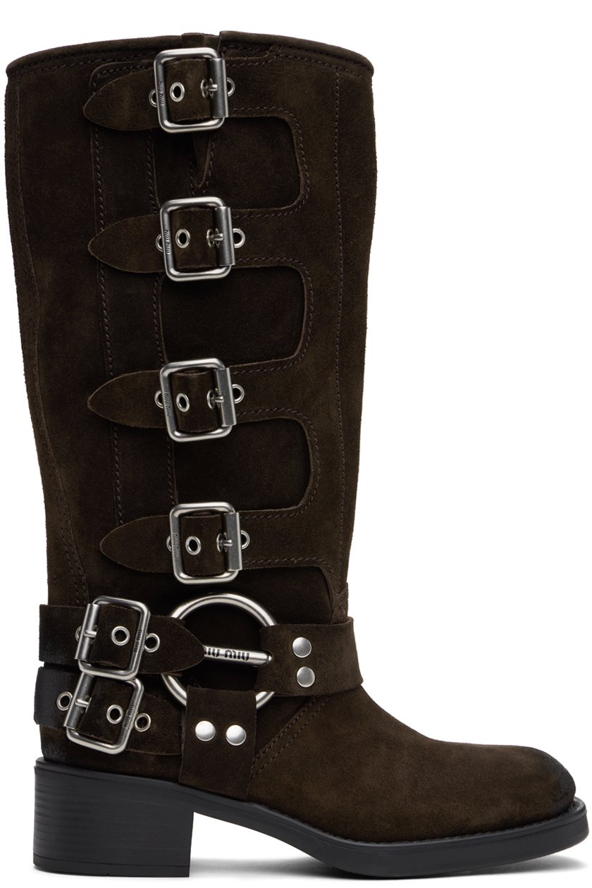 Miu Miu - Bottes brunes en suède
