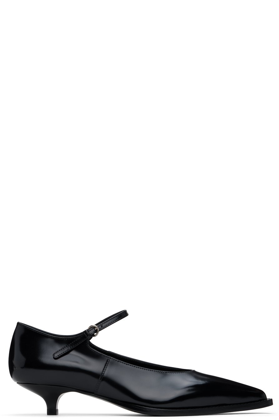 Miu Miu - Escarpins à petit talon noirs en cuir brossé