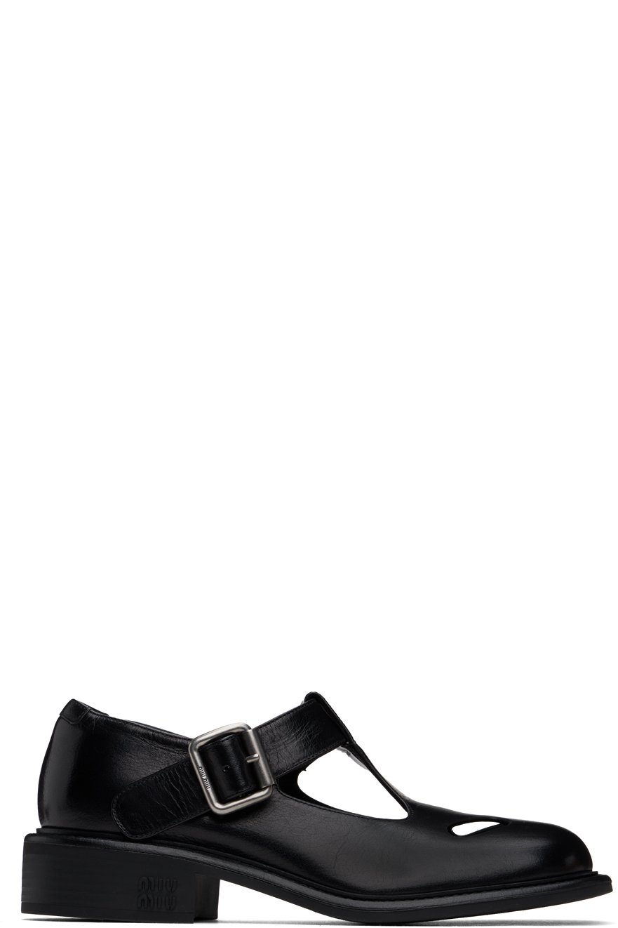 Miu Miu - Chaussures oxford noires en cuir à bride en T