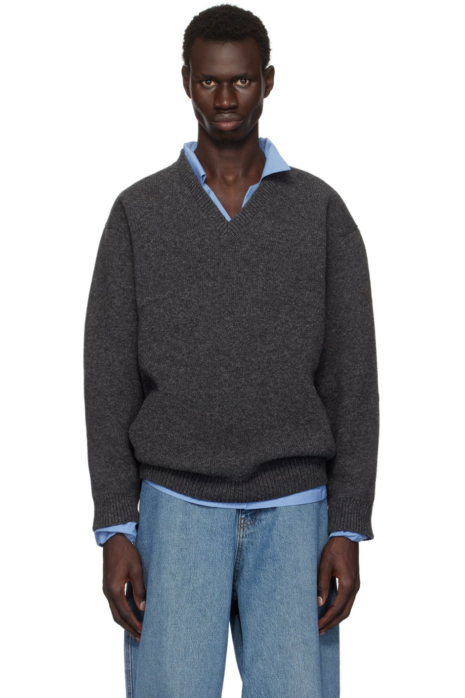 Miu Miu - Pull gris en laine Shetland