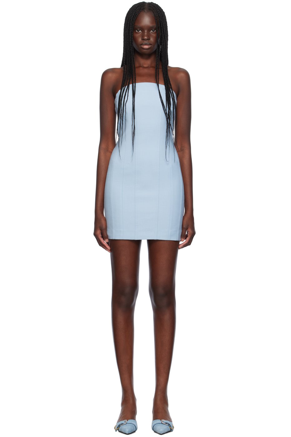 AMIRI - Robe courte de style bustier bleue