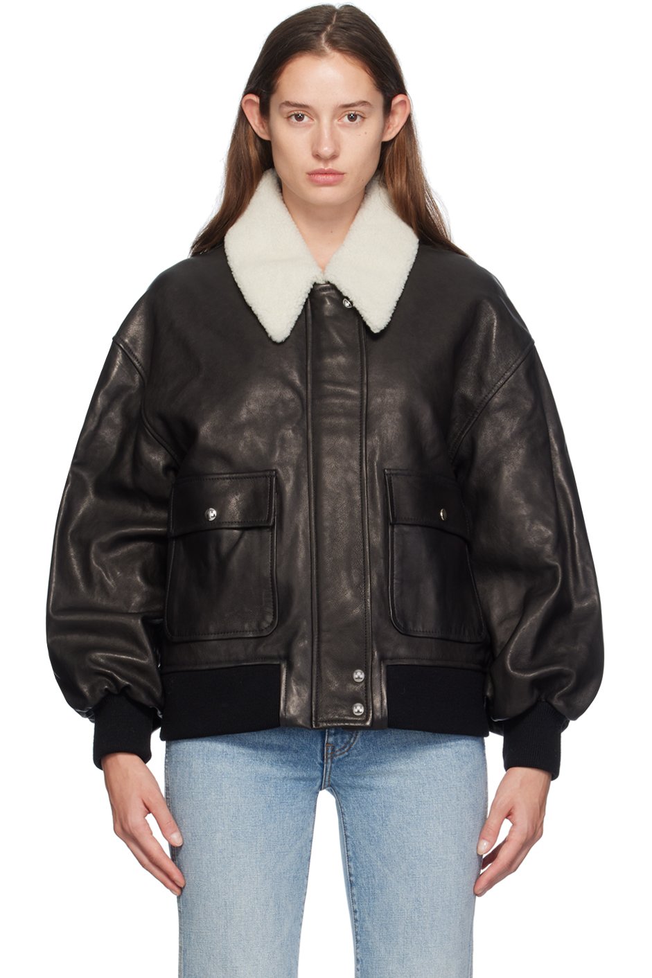 KHAITE - Blouson Shellar noir en cuir