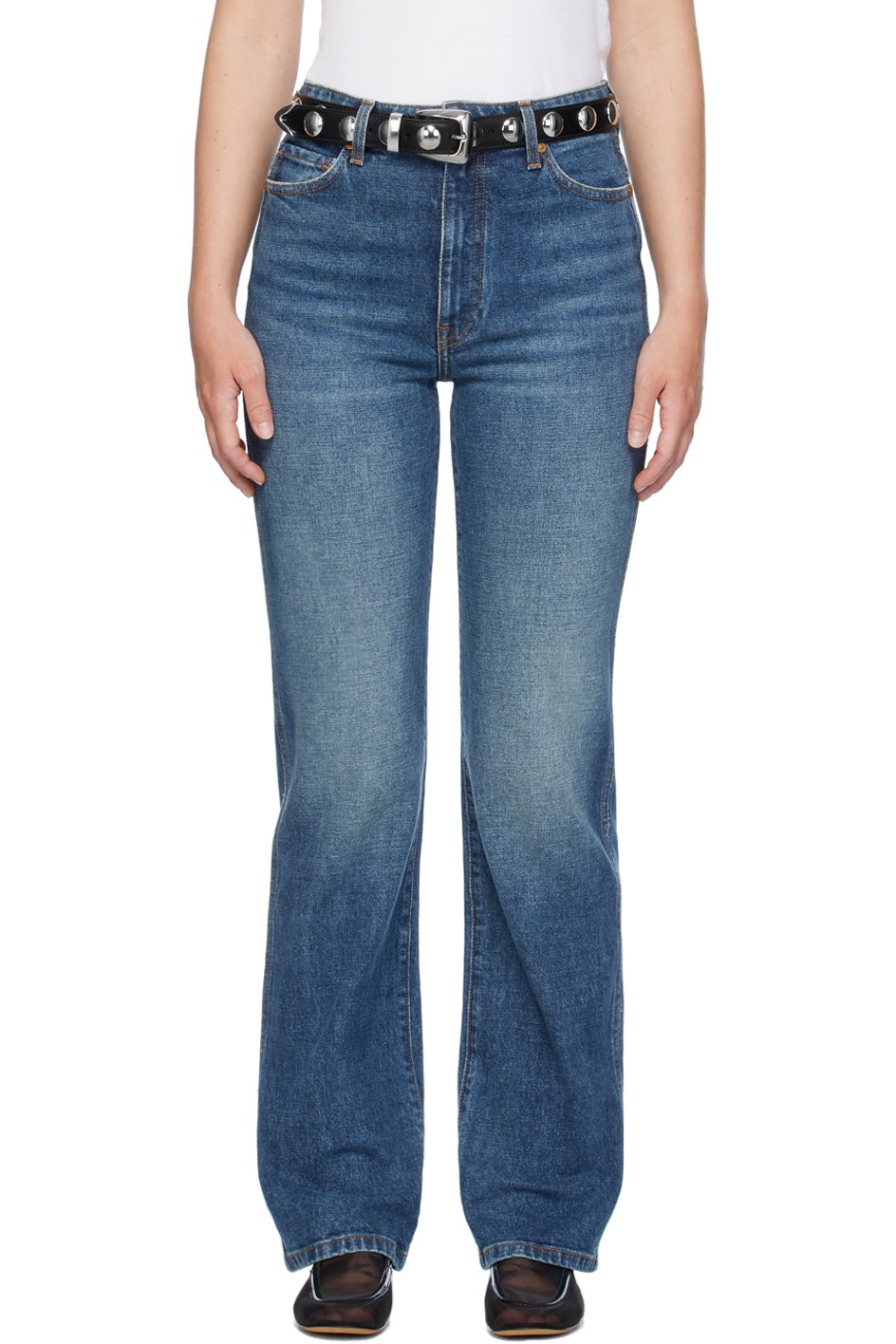 KHAITE - Jean Danielle bleu en denim extensible