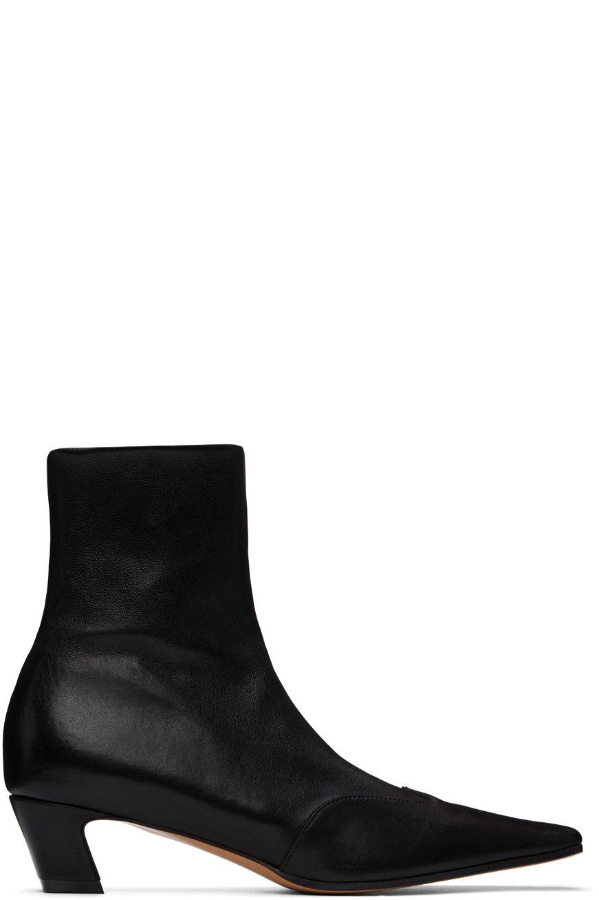 KHAITE - Bottines noires Nevada en cuir extensible