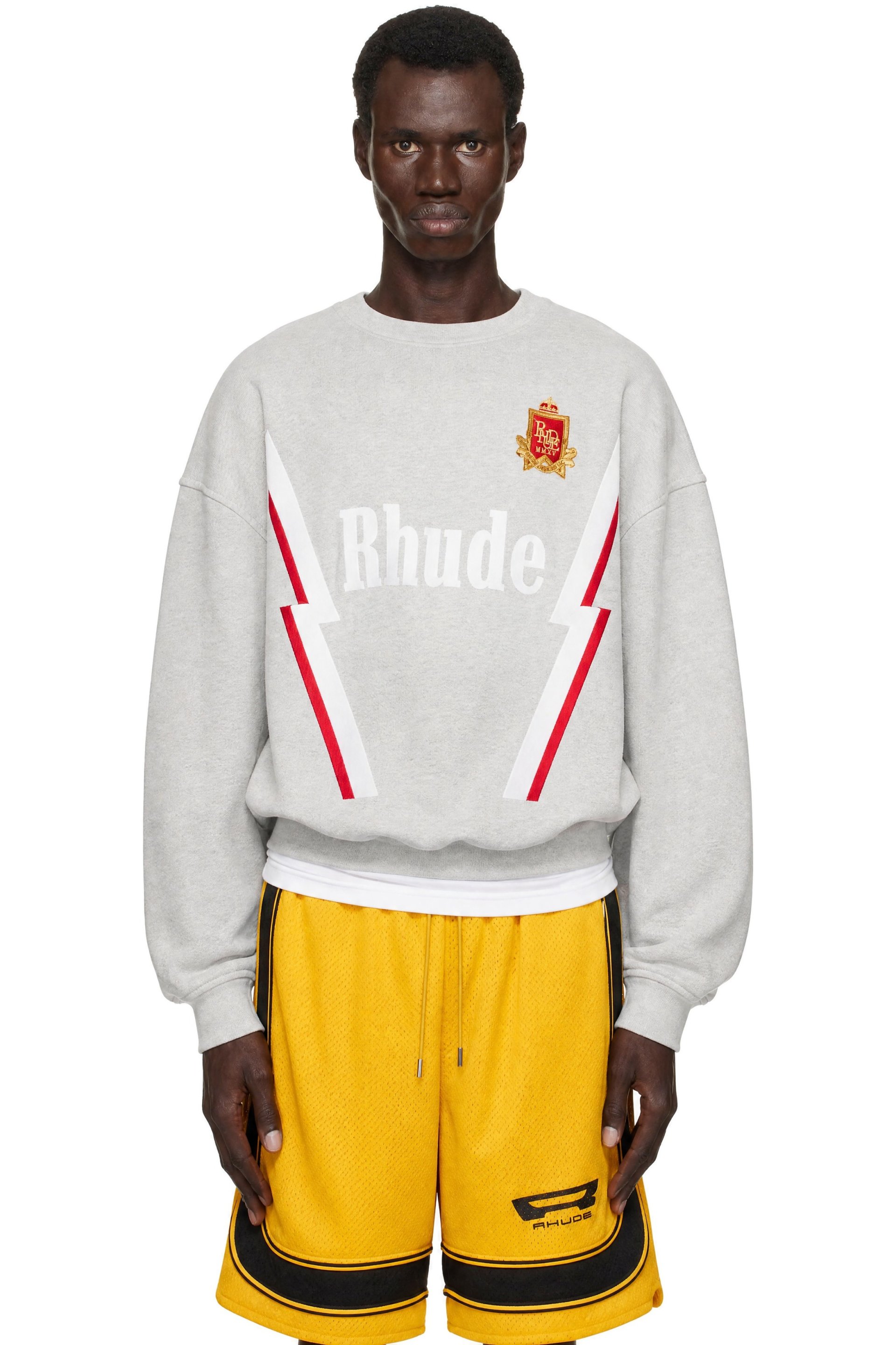 Rhude - Gray Lightning Crewneck Sweatshirt