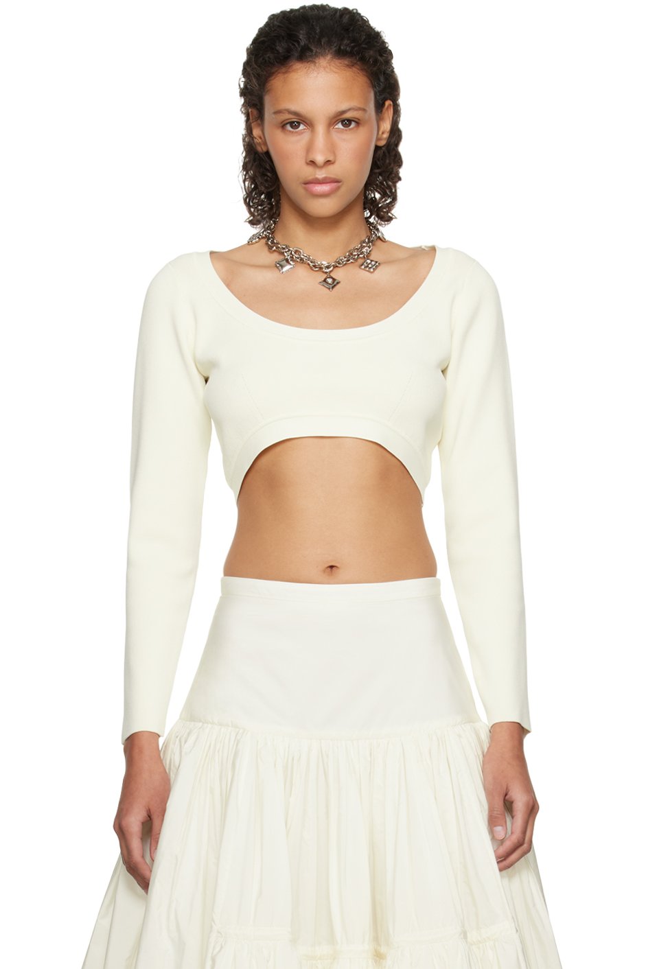 Molly Goddard - T-shirt à manches longues Lucia blanc cassé exclusif à SSENSE - Mariage