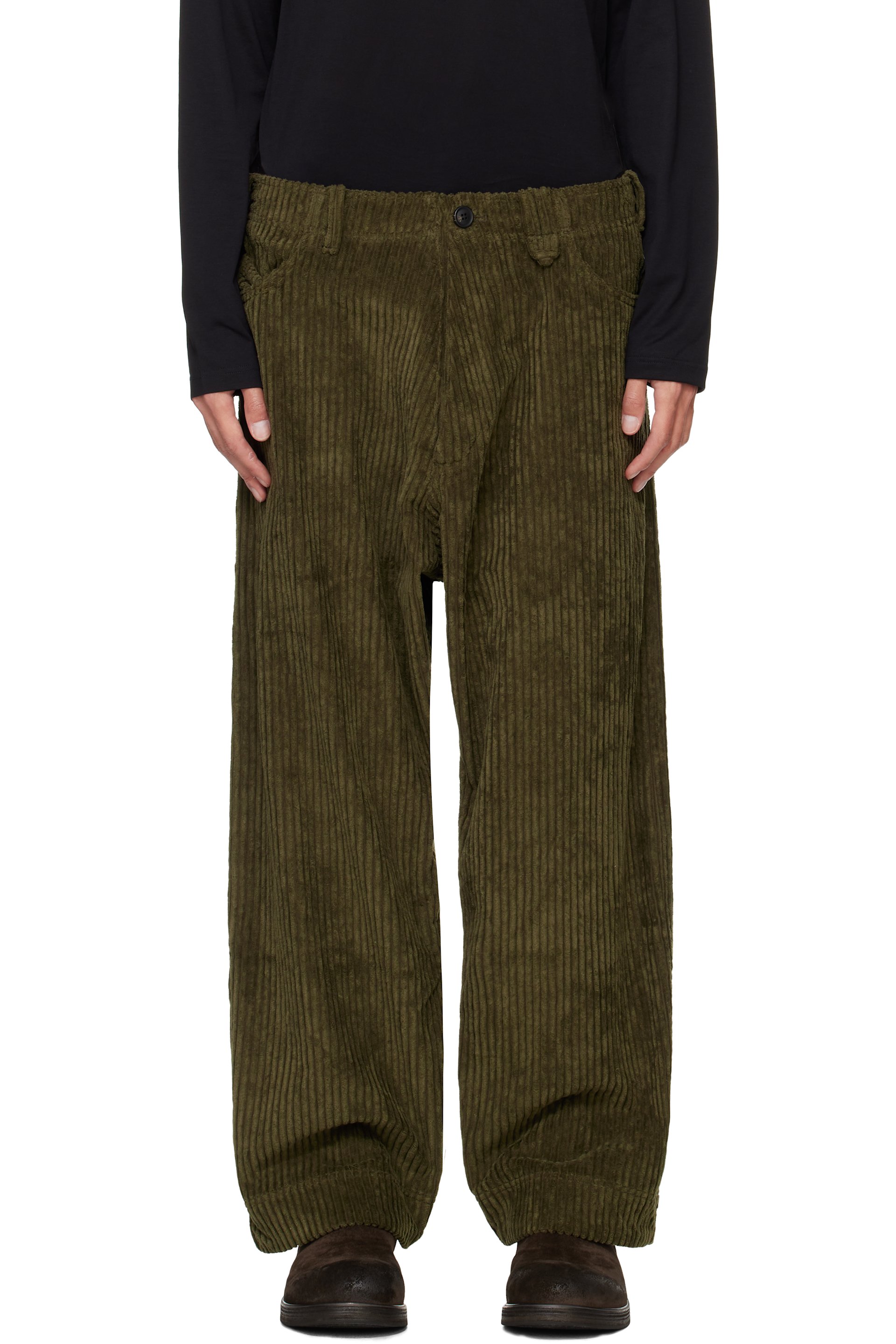 Jan-Jan Van Essche - Green O-Project Wide Wale Corduroy Trousers