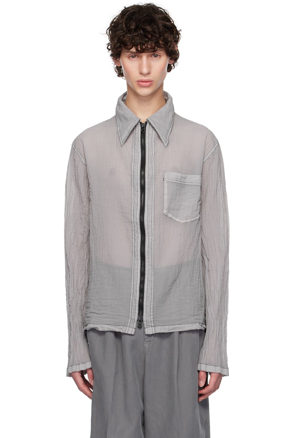 HOPE - Chemise semi-transparente grise