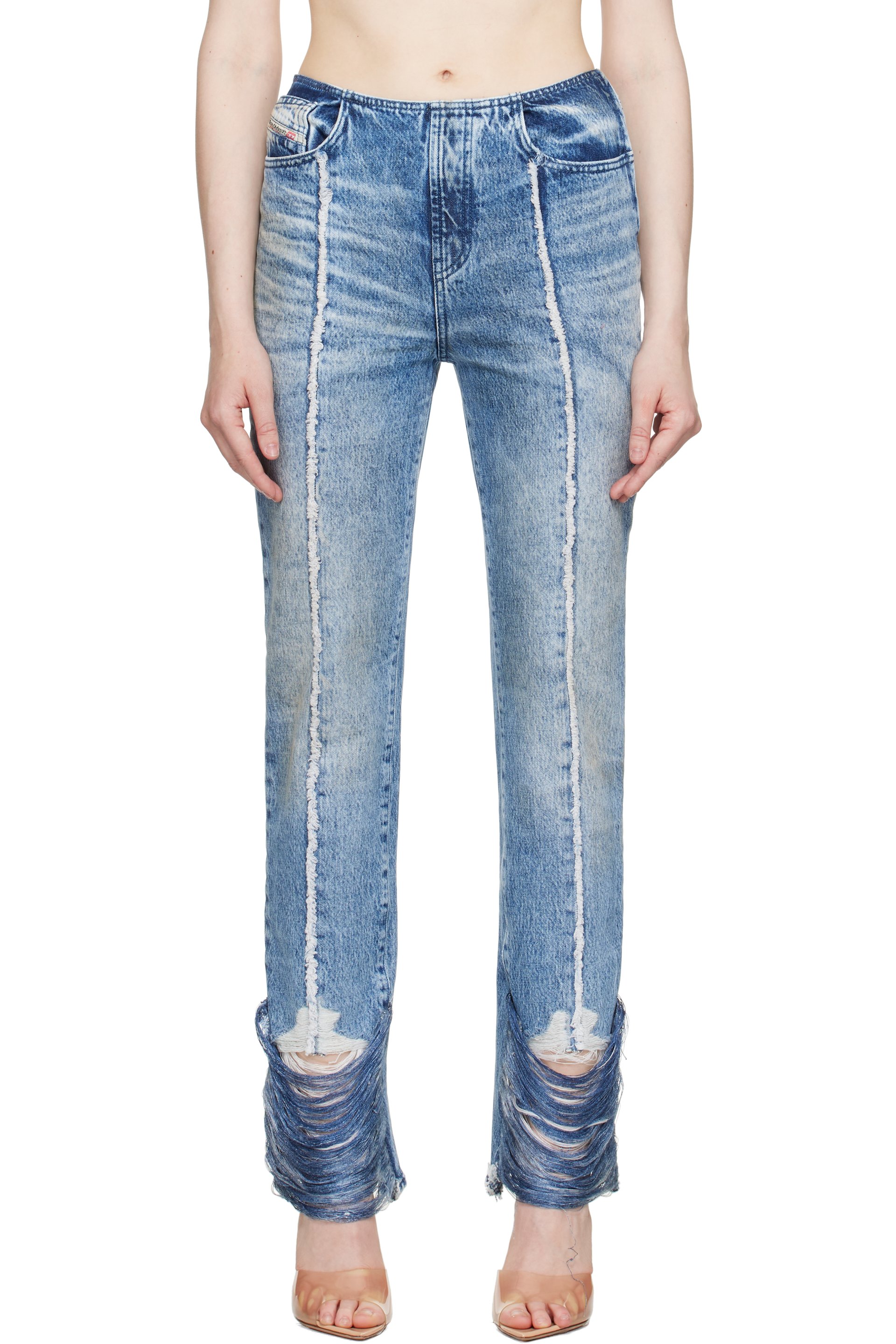 Diesel - Jean Ginna bleu à effet usé