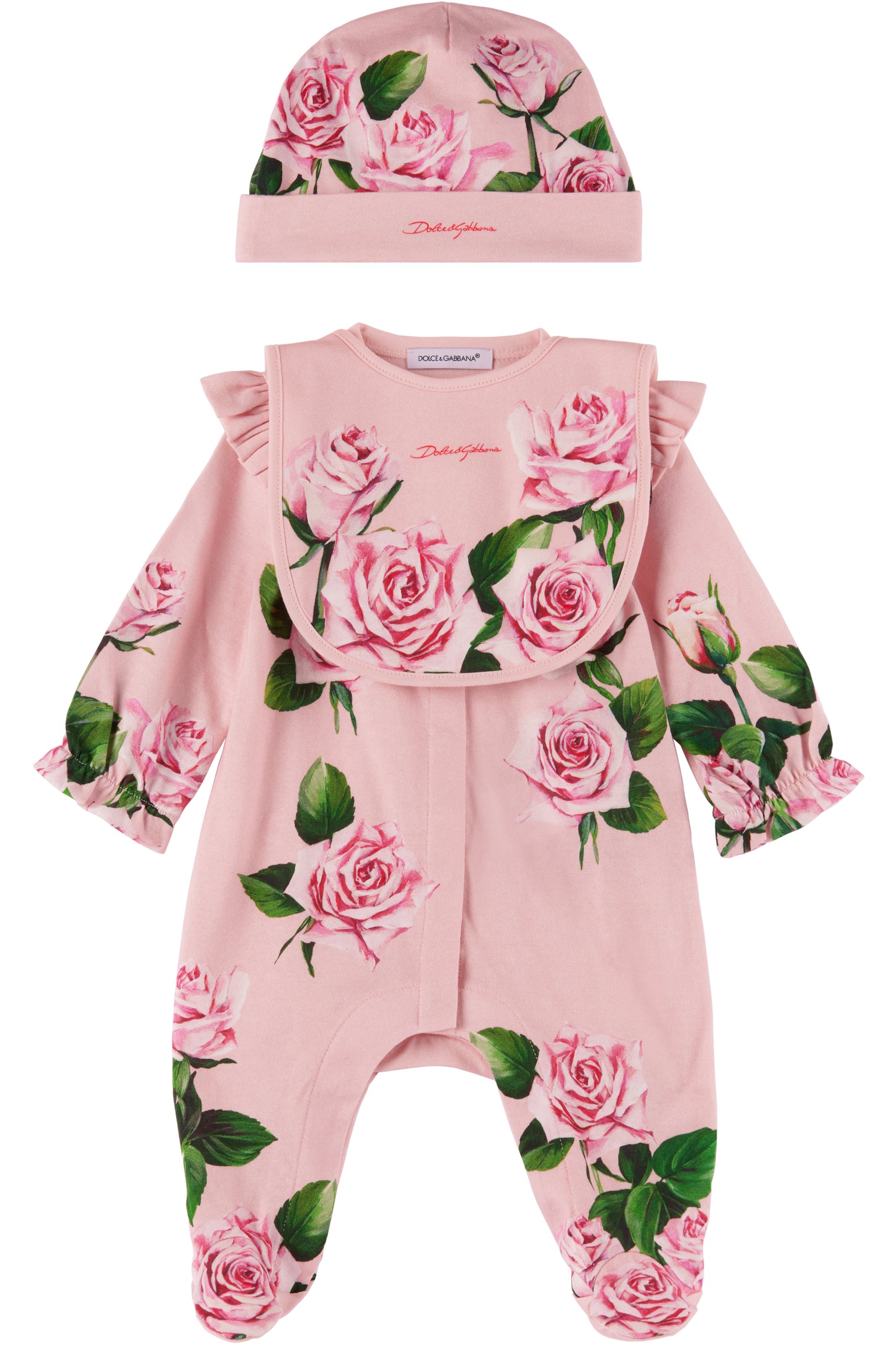 Dolce&Gabbana - 粉色 Rose Print 婴儿连身裤套装