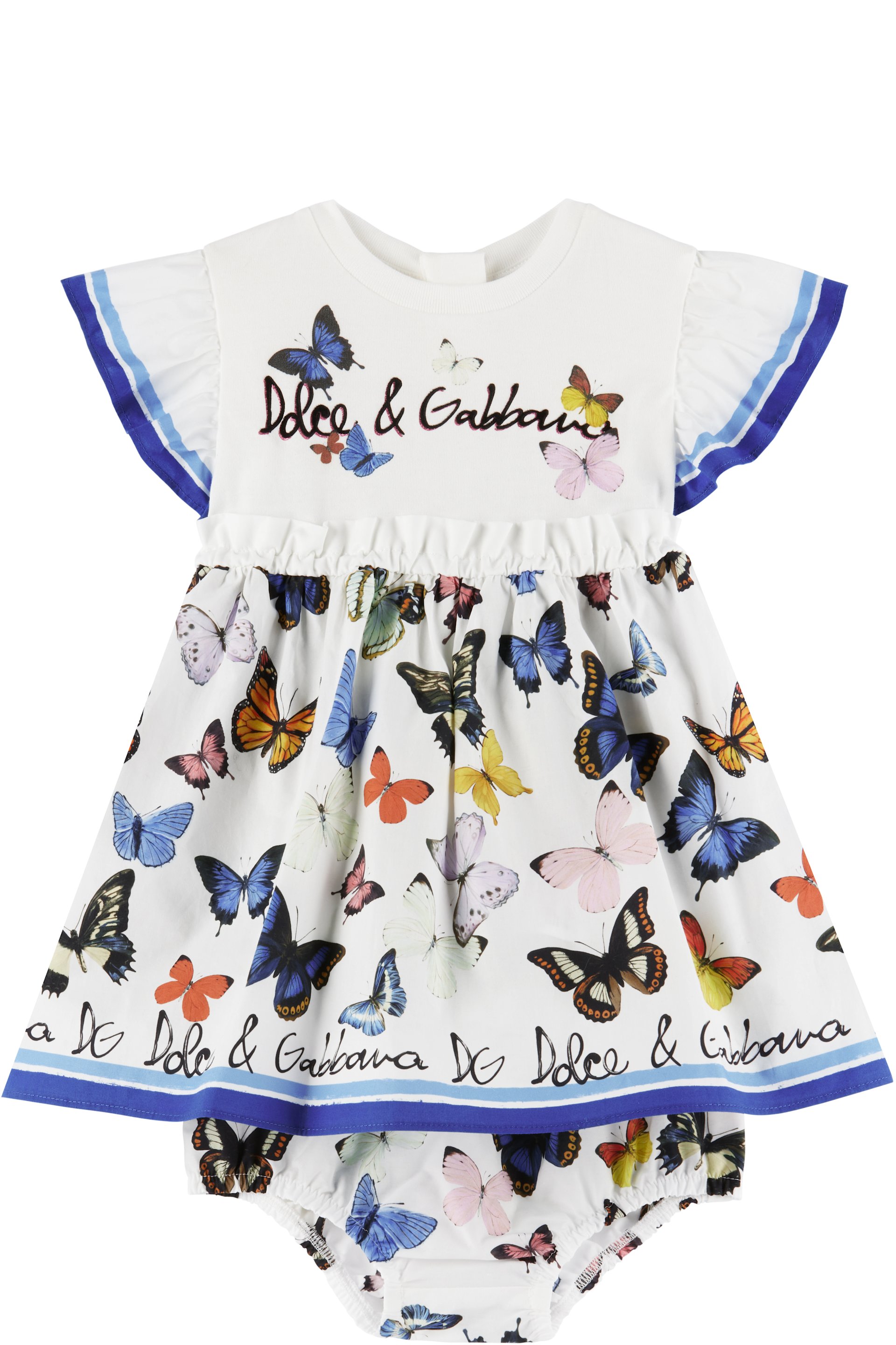 Dolce&Gabbana - 多色 Butterfly-Print 婴儿连衣裙 & 短裤套装