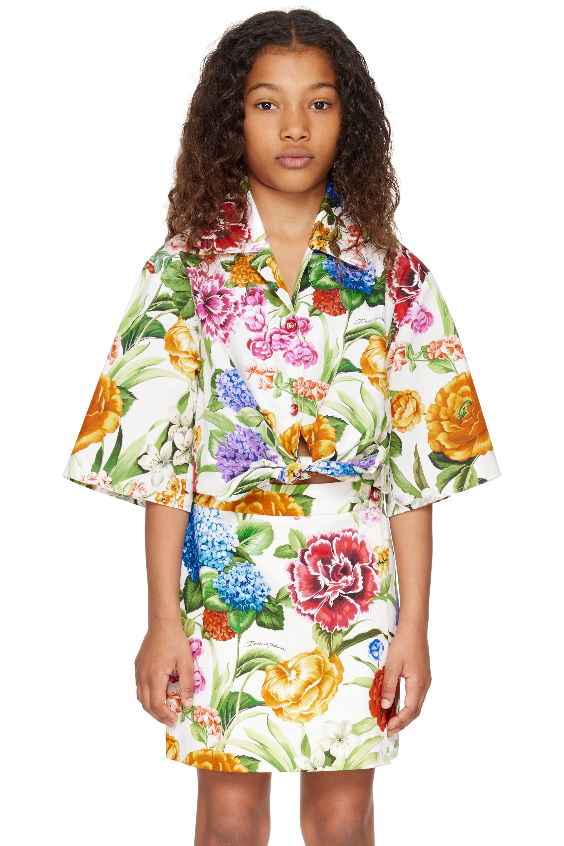 Dolce&Gabbana - Enfant | Chemise multicolore en popeline à motif fleuri