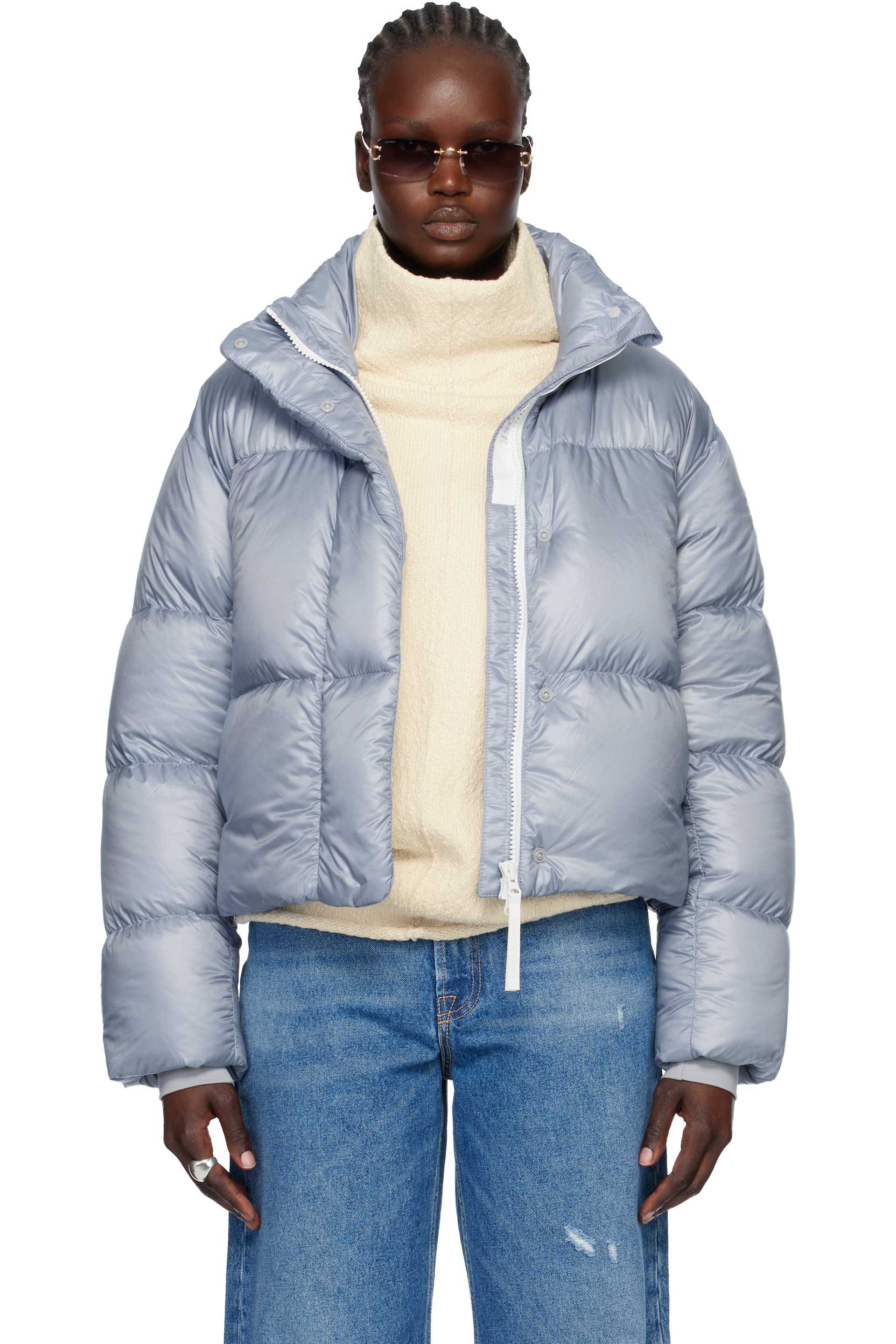 Canada Goose - Blue 'White Label' Cypress Cropped Down Jacket