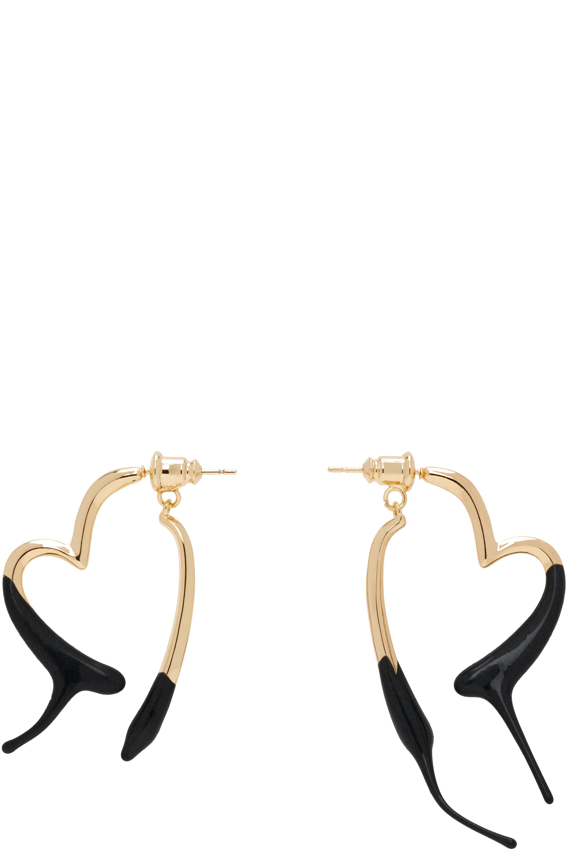 Ottolinger - Boucles d'oreilles doré et noir à breloque en forme de cœur