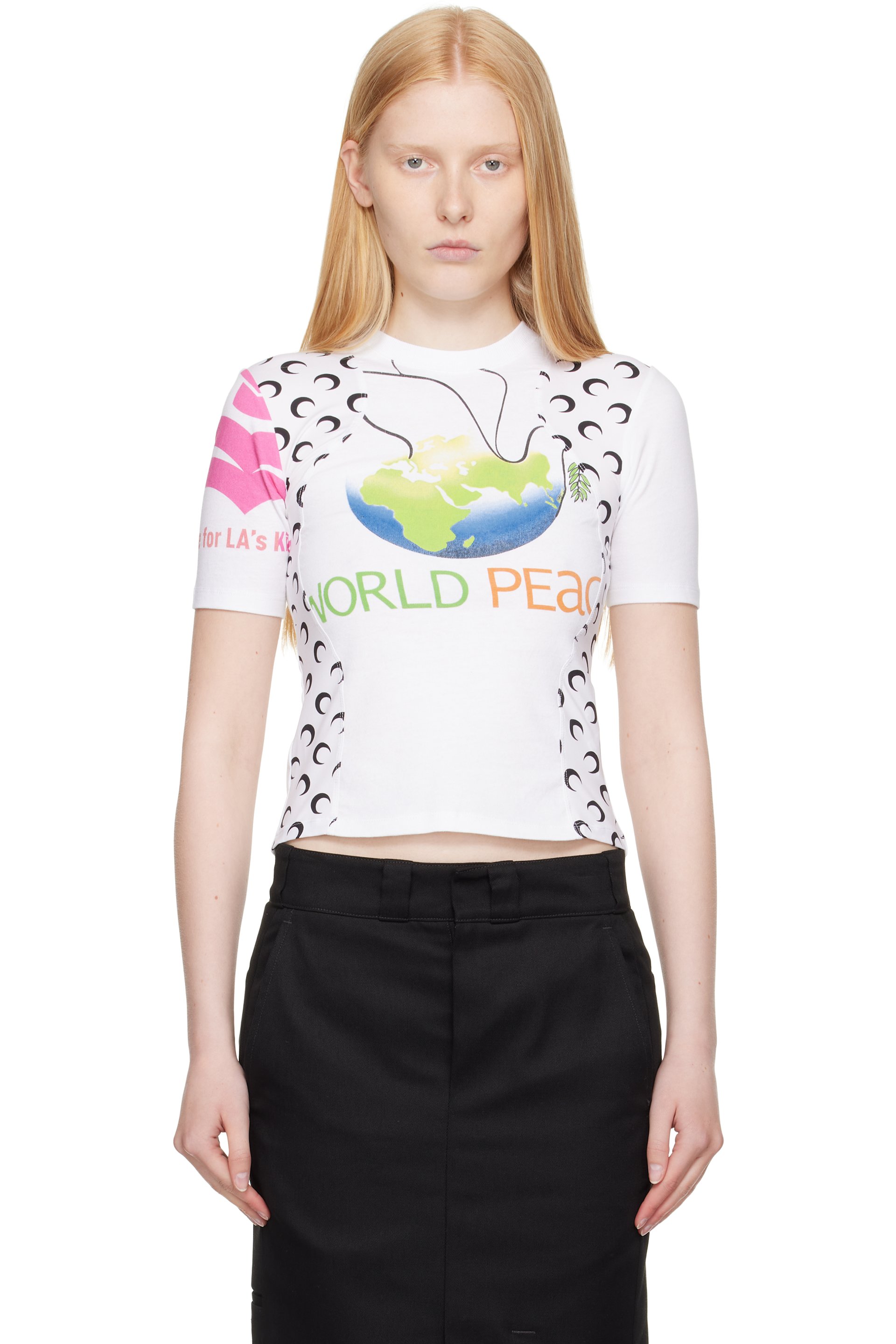 Marine Serre - Micro t-shirt en jersey régénéré