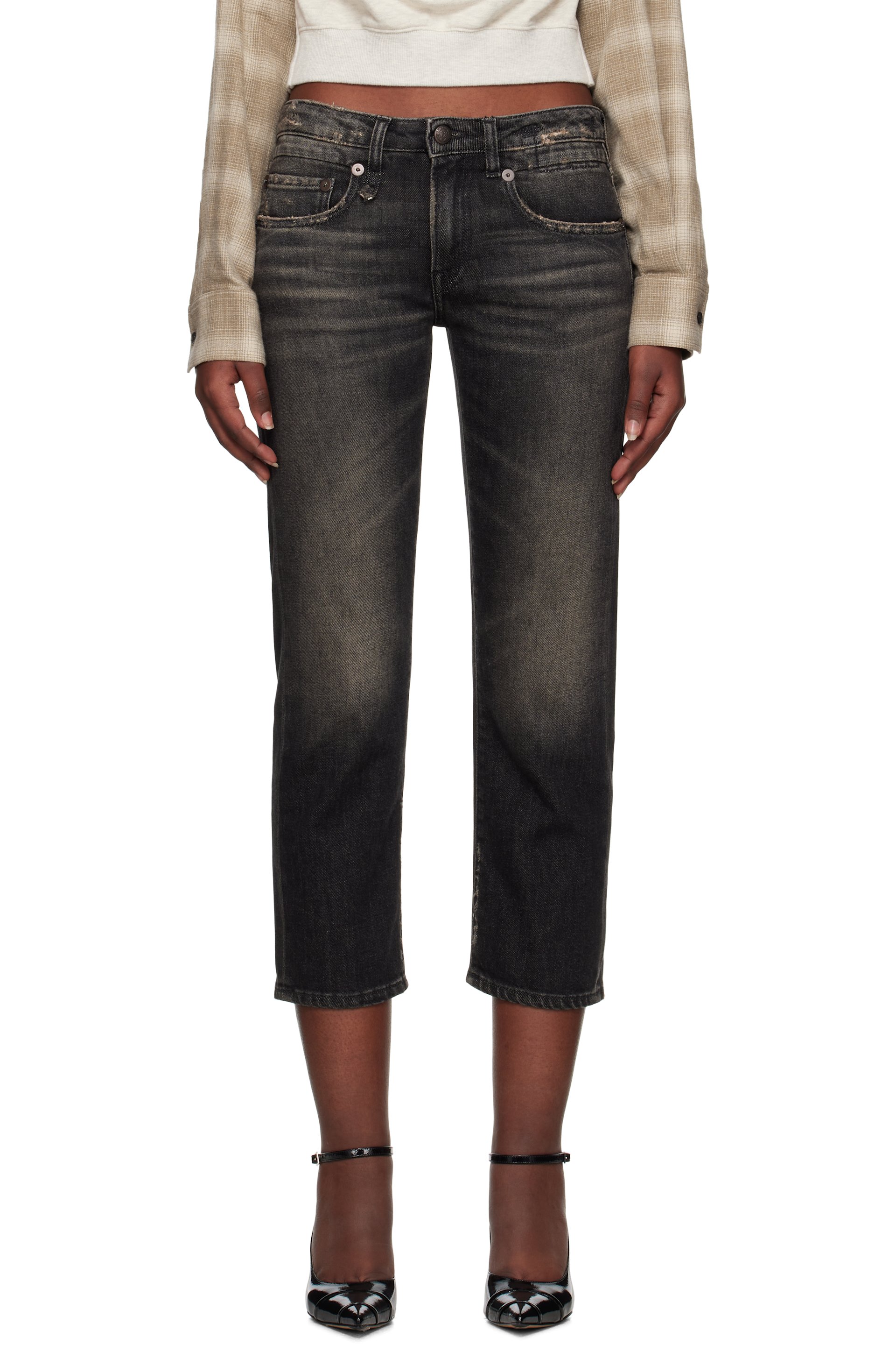 R13 - Jean boyfriend droit noir
