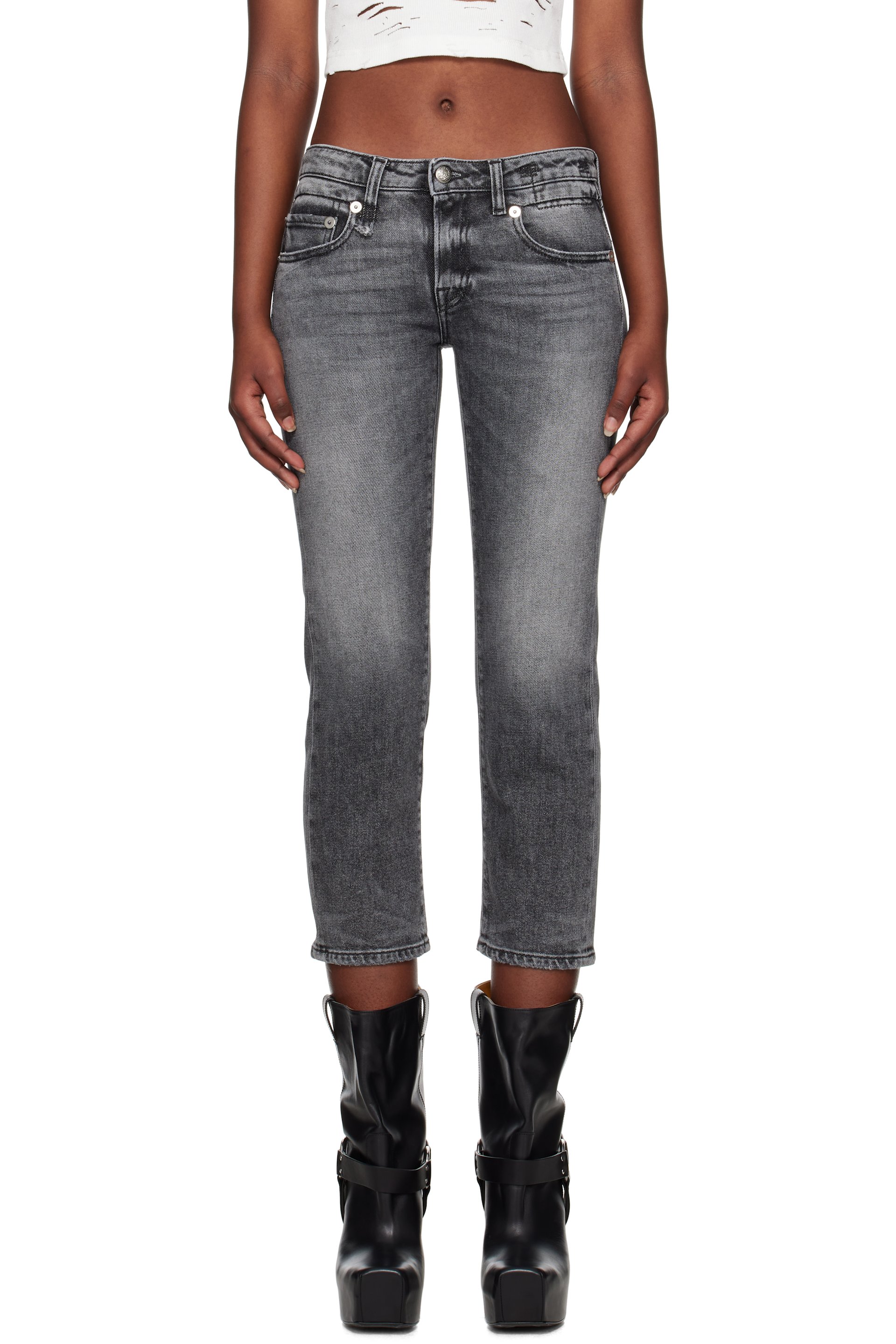 R13 - Jean boyfriend droit gris