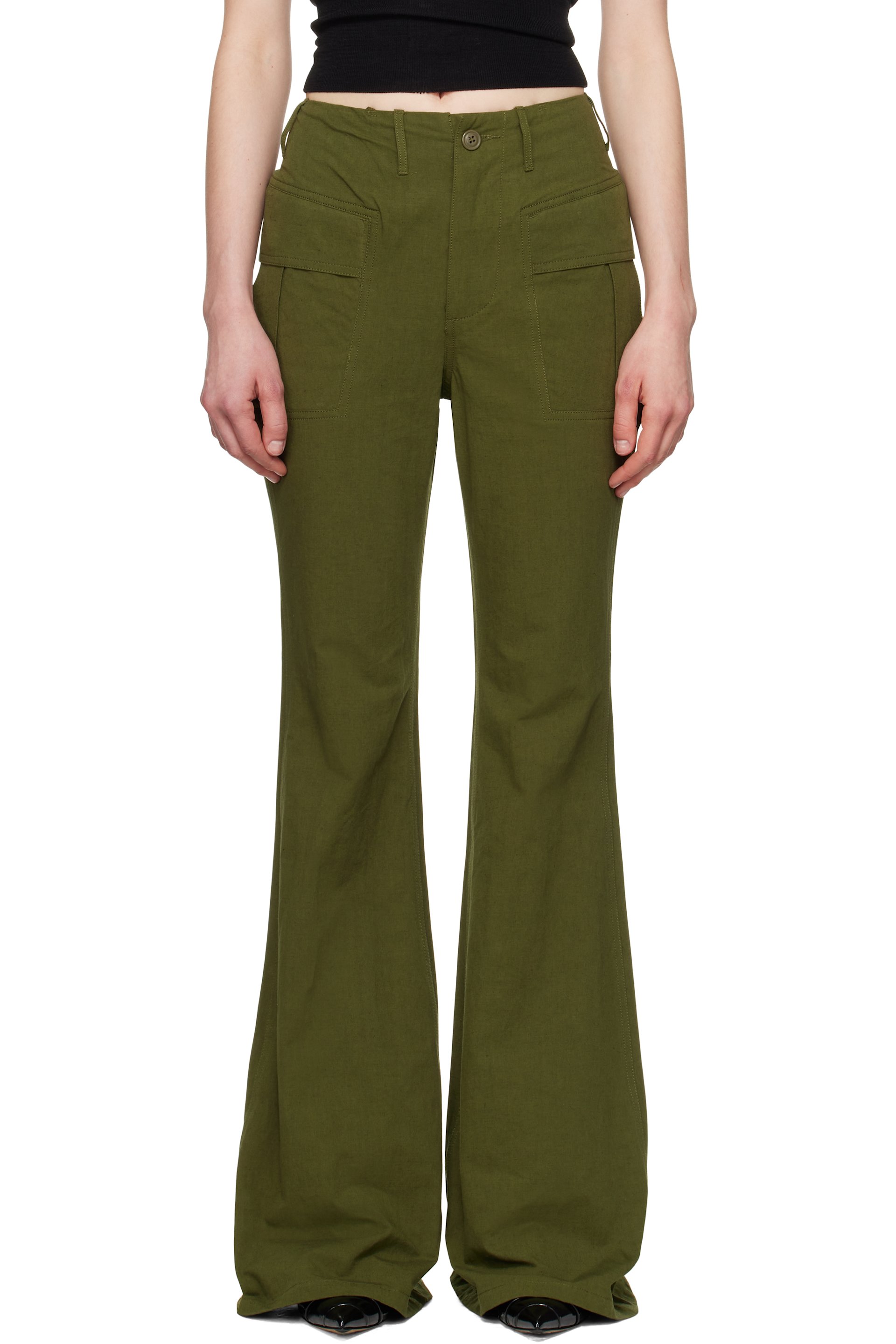 R13 - Pantalon évasé kaki