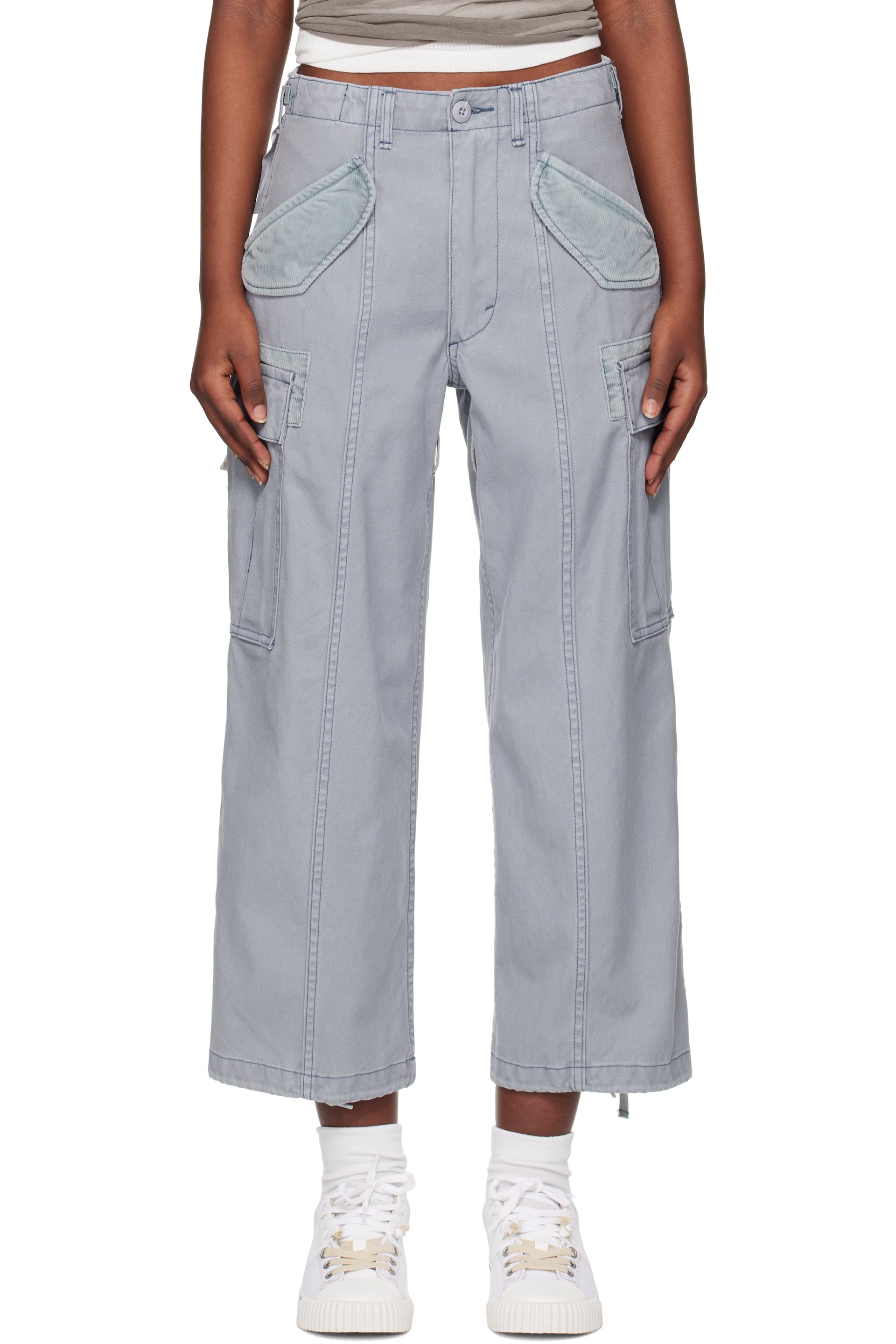 R13 - Pantalon cargo écourté bleu