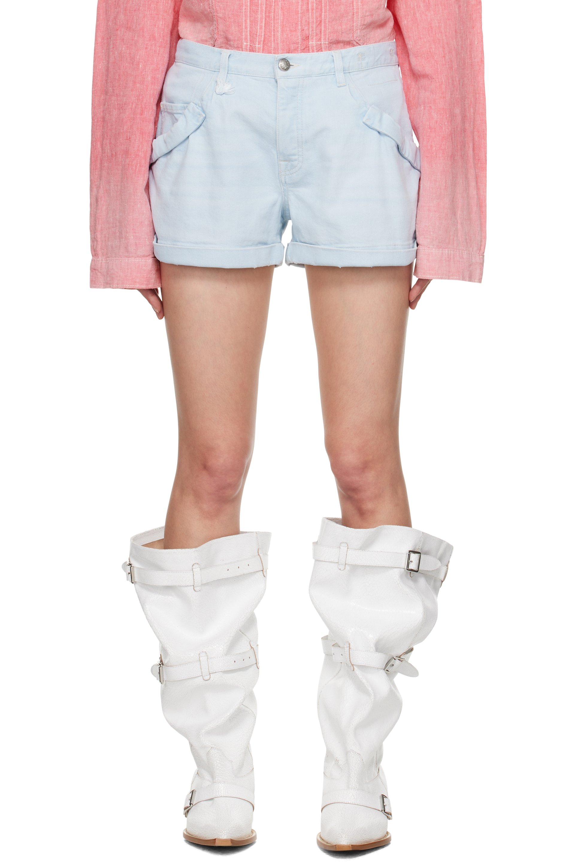 R13 - Short bleu en denim à poches
