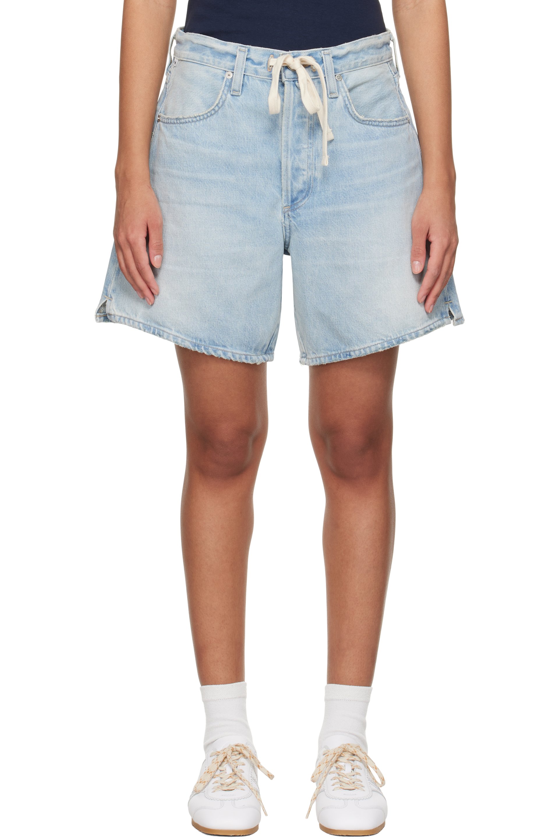 Citizens of Humanity - Short Brynn bleu en denim à cordon coulissant - HUMANITY