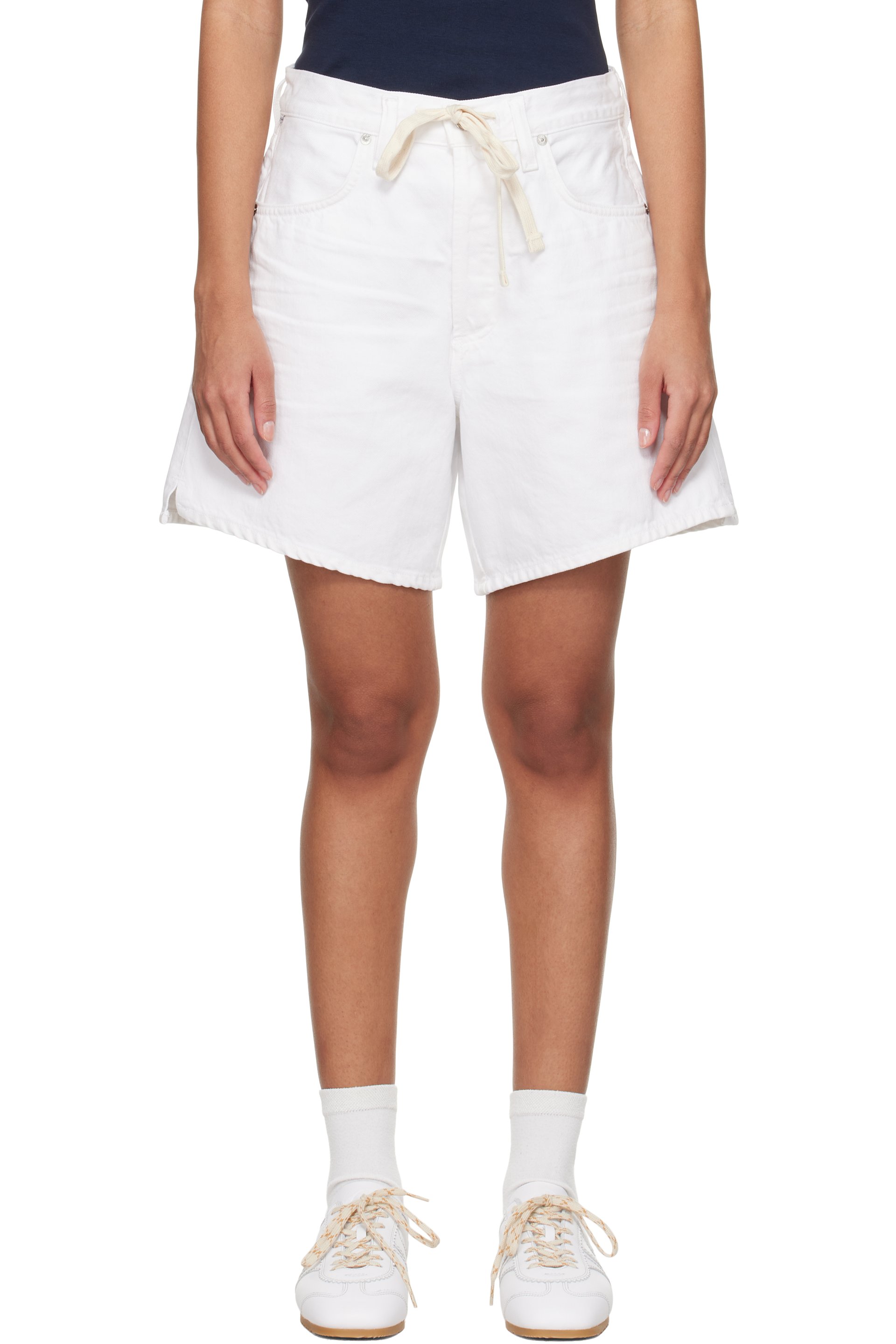 Citizens of Humanity - Short Brynn blanc en denim à cordon coulissant - HUMANITY