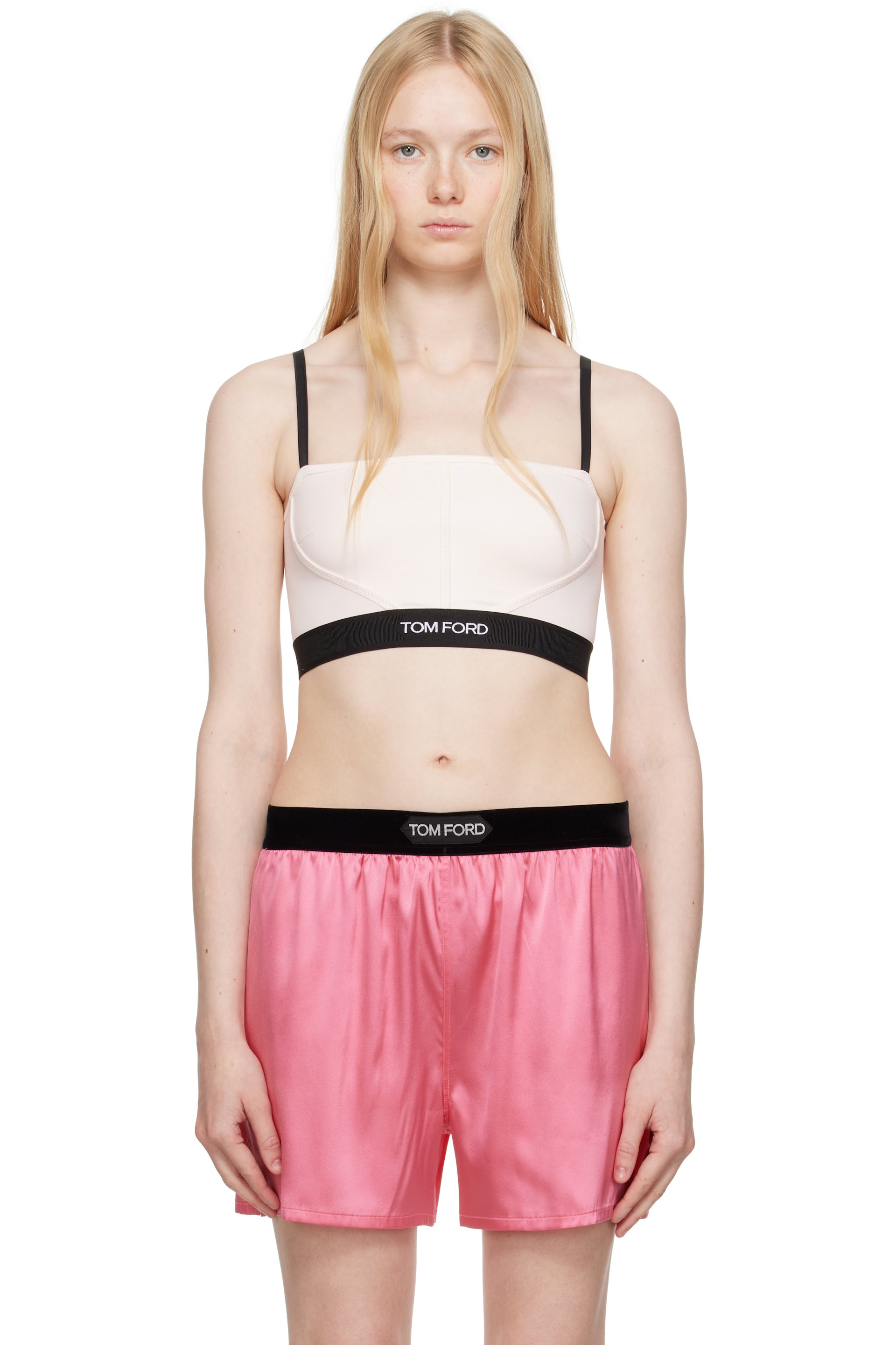 TOM FORD - Camisole rose en modal à logo