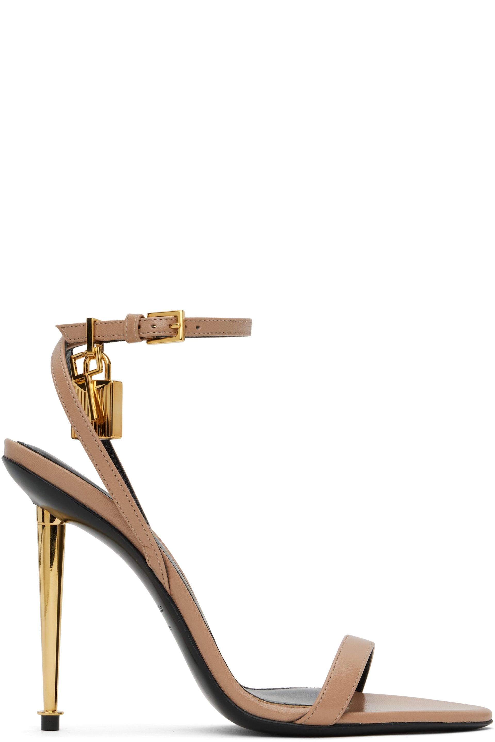 TOM FORD - Sandales à talon aiguille roses à bout pointu et à cadenas